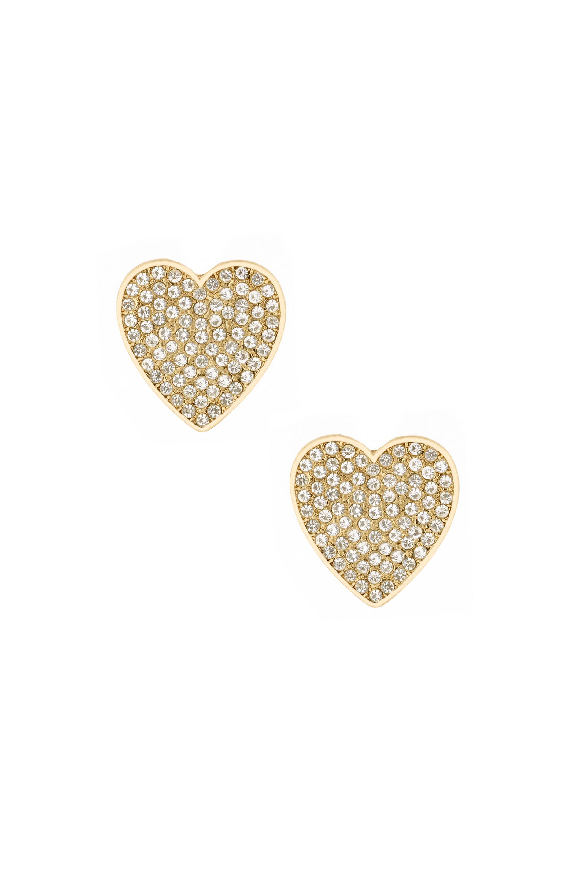 Ettika Crystal Heart 18k Gold Plated Stud Earrings