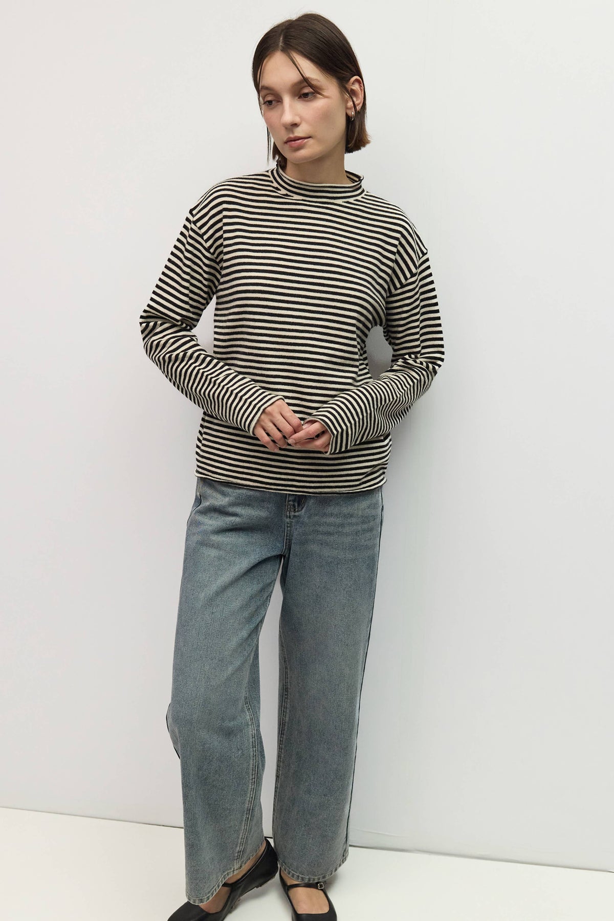 All Row The Cierra Sweater | Striped Mockneck Sweater