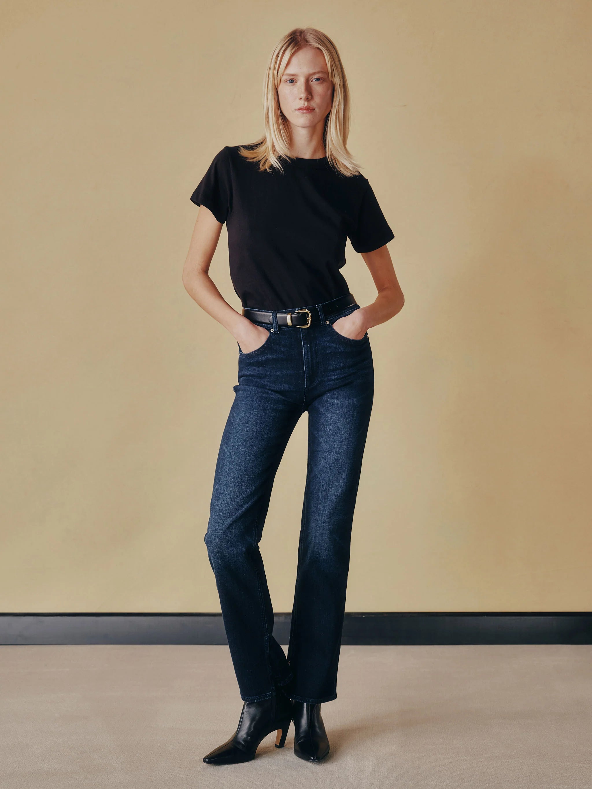 DL1961 Patti Straight High Rise 31" Jean in Blue Cave 14035