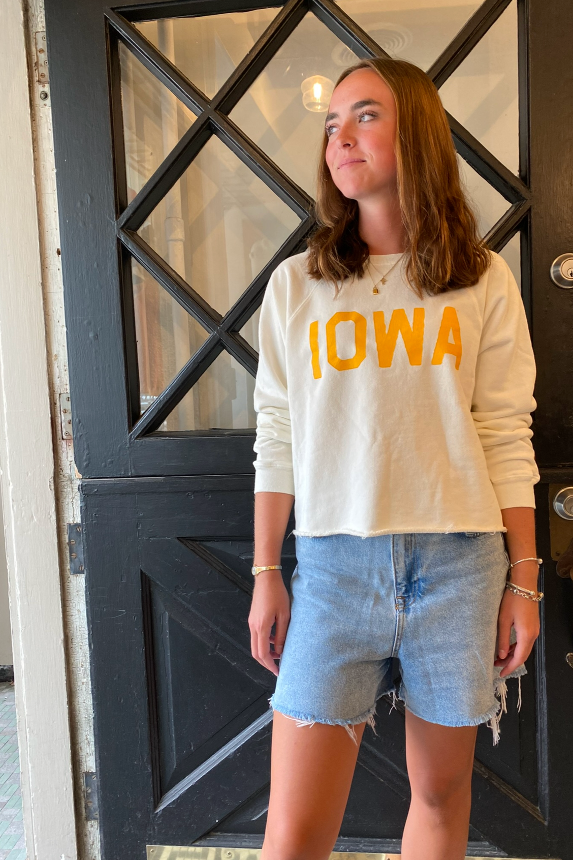 Retro Brand Vintage Iowa Sliced Hem Collegiate Sweatshirt