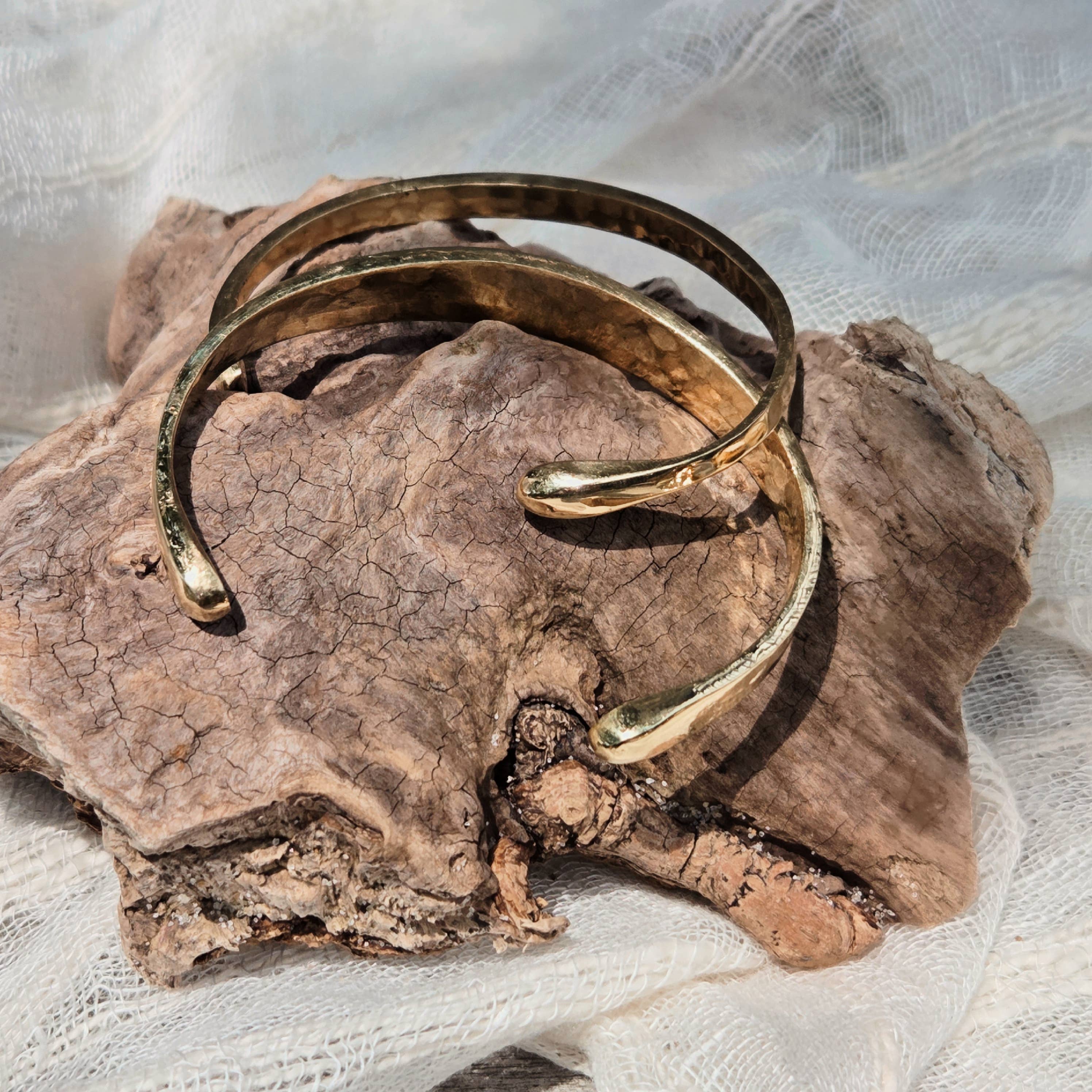 Bisjoux Brass Hammered Taureg Band Cuff Bangle Bracelet