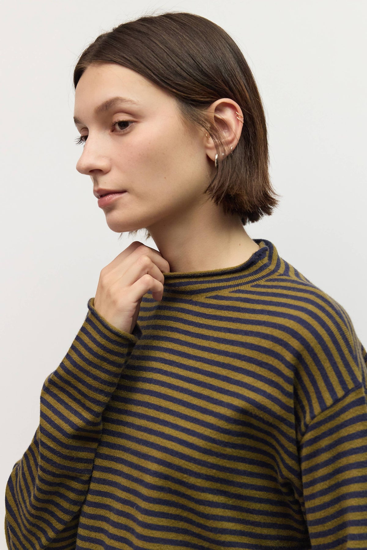 All Row The Cierra Sweater | Striped Mockneck Sweater