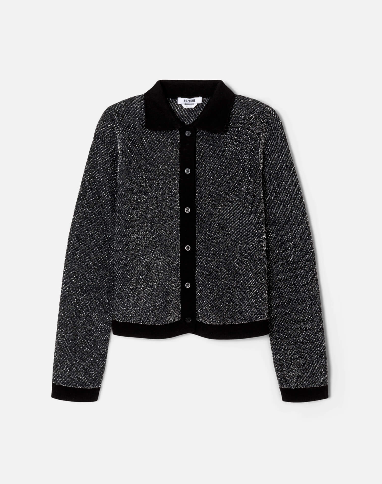 RE/DONE Lurex Polo Cardigan