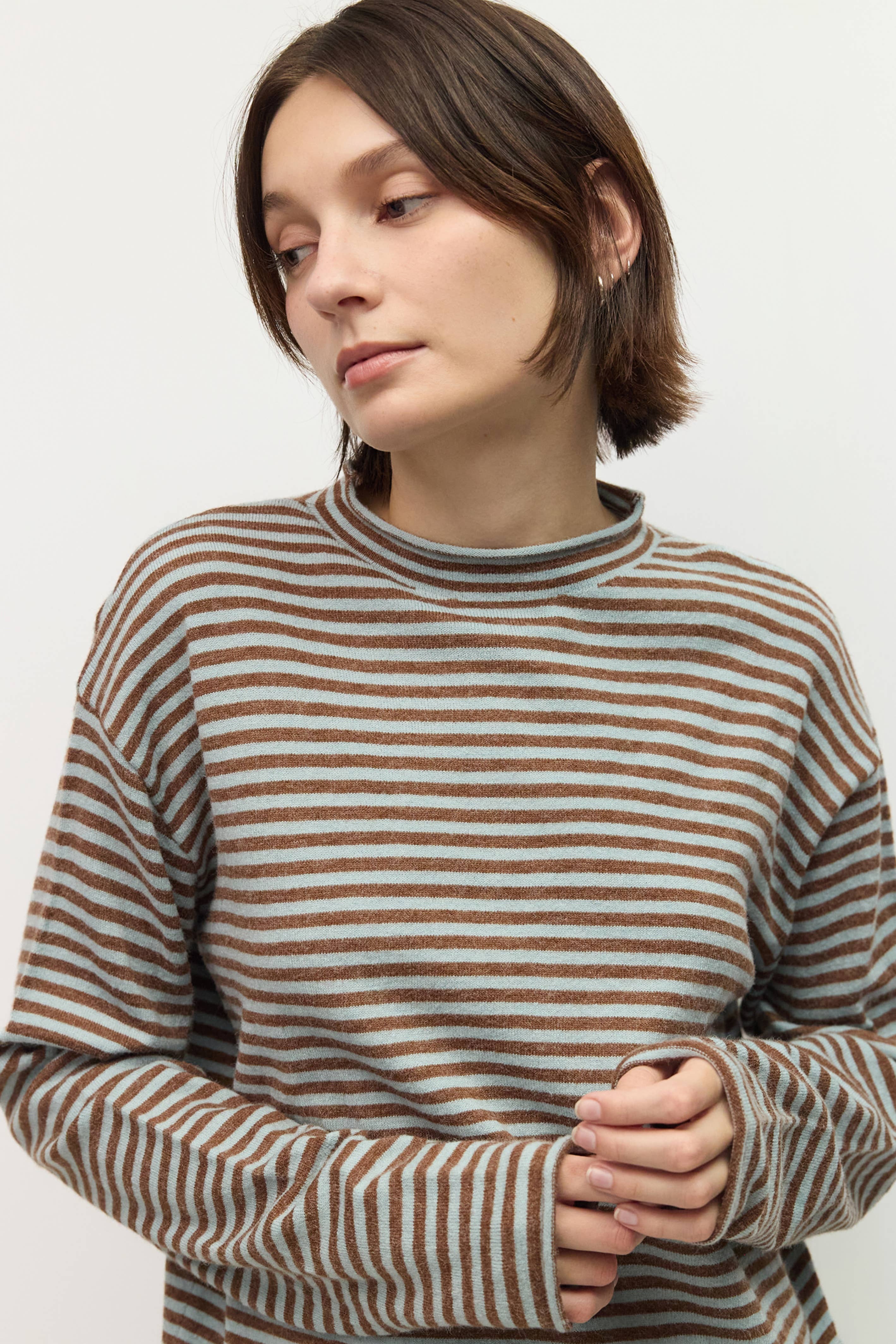 All Row The Cierra Sweater | Striped Mockneck Sweater