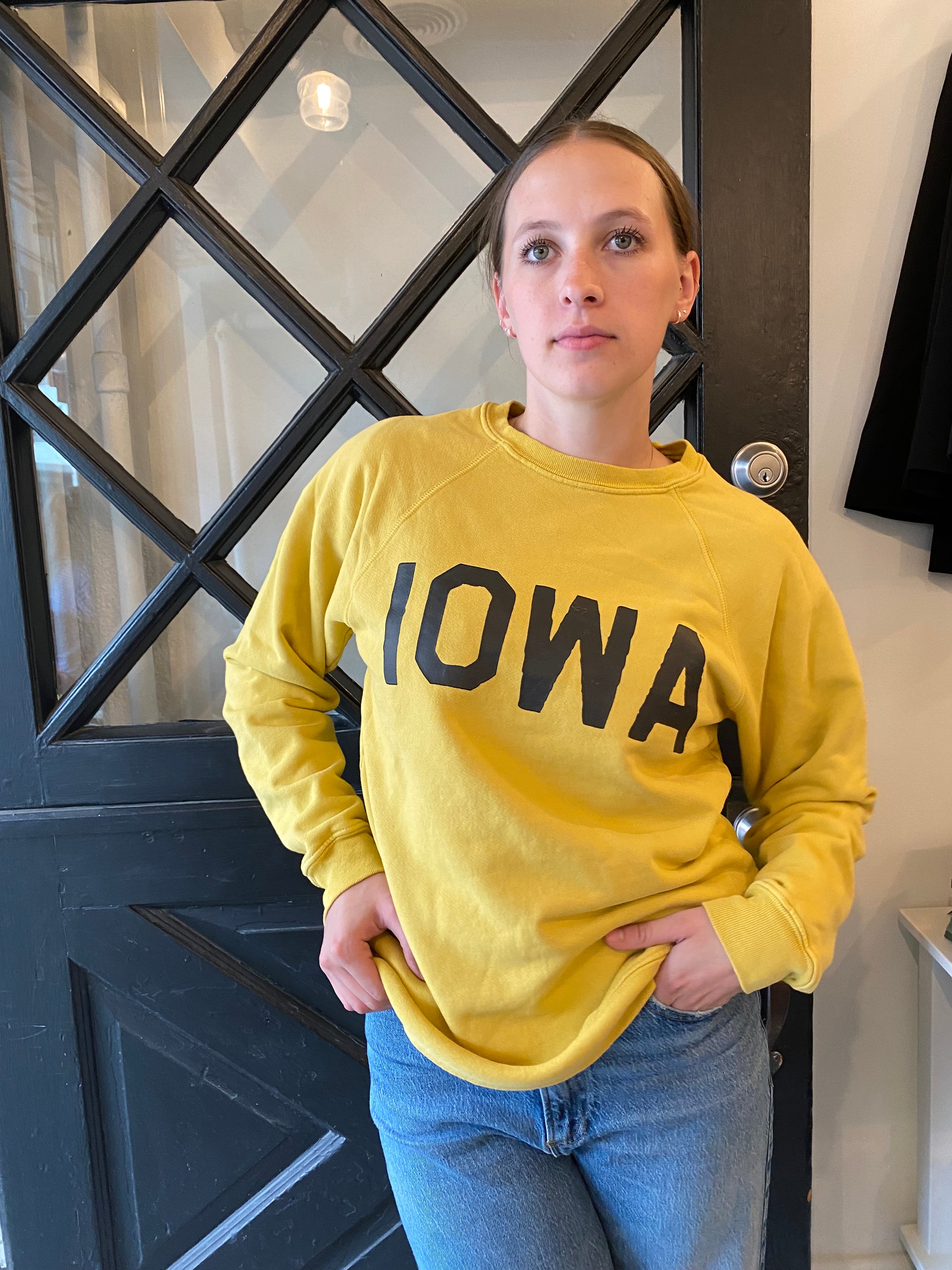 Retro Brand Vintage Unisex Iowa Full Sweatshirt Vintage Gold