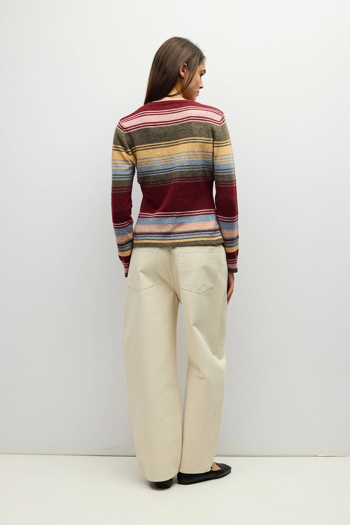 All Row The Natasha Sweater | Multi Stripe Relaxed Brushed Knit