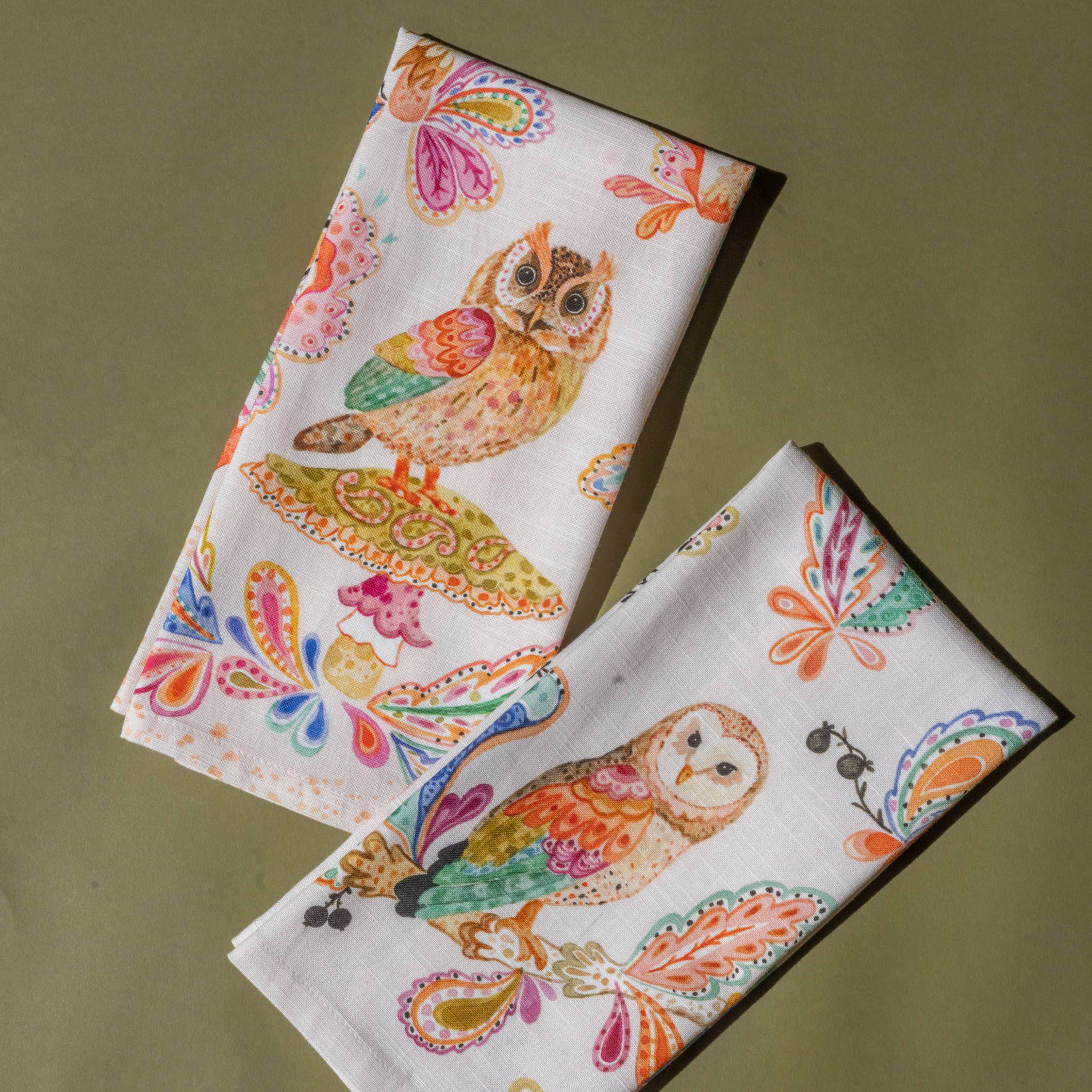 Betsy Olmsted Tea Towel- Paisley Barn Owl