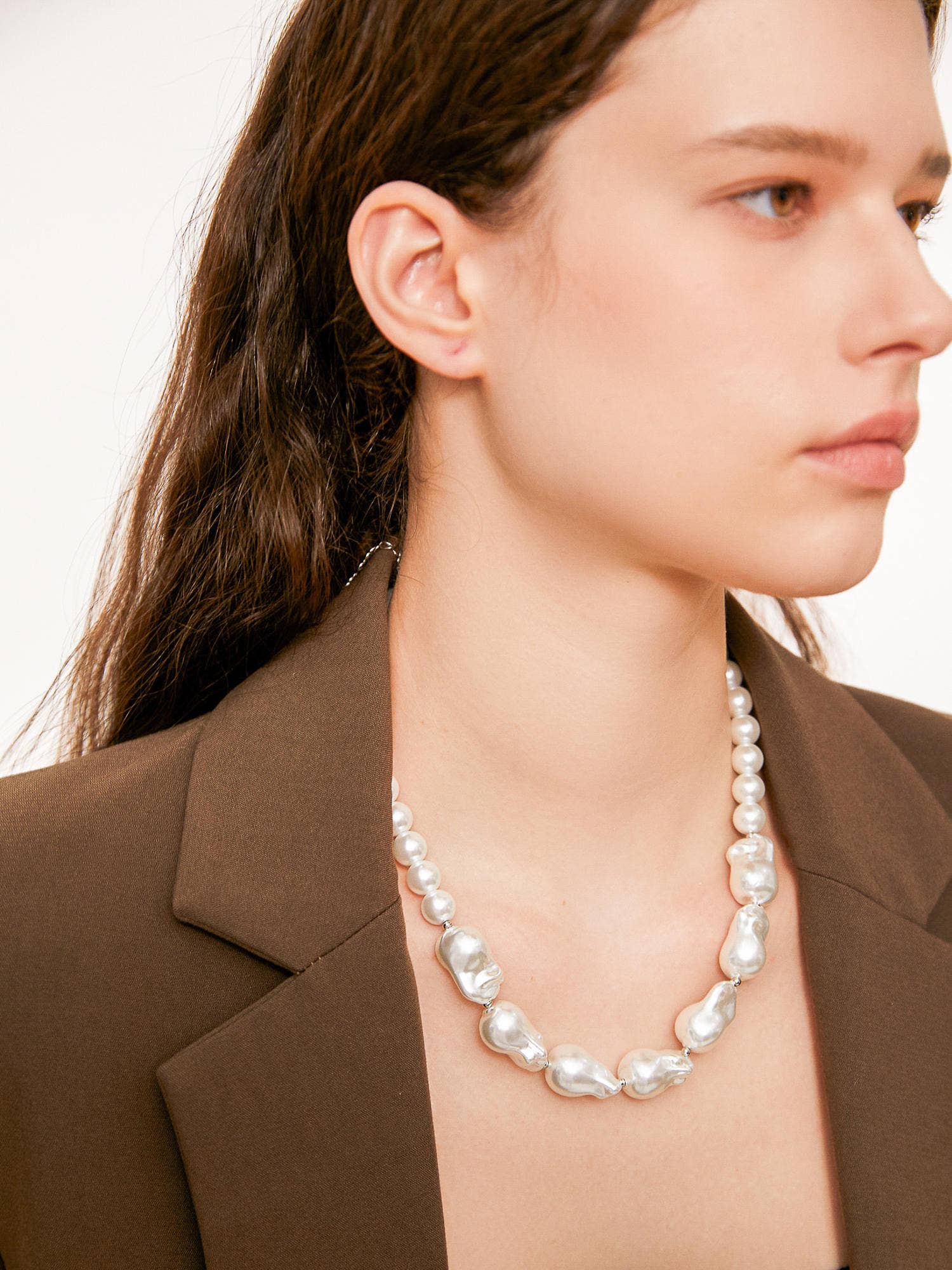 Flanerie Brynn Bold Statement Large Baroque Pearl Necklace