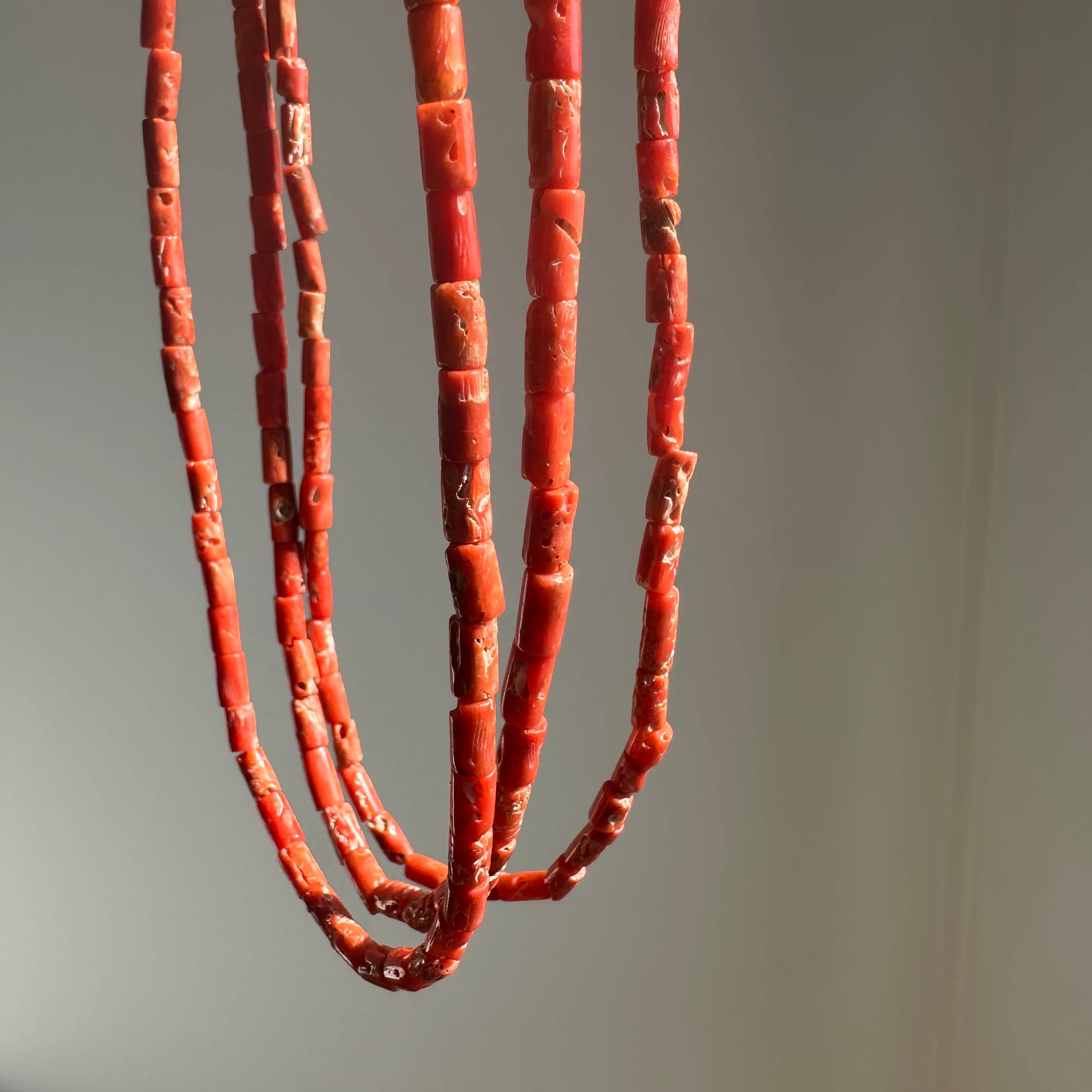 Anokhi Green Italian Coral Tube Bead Necklace