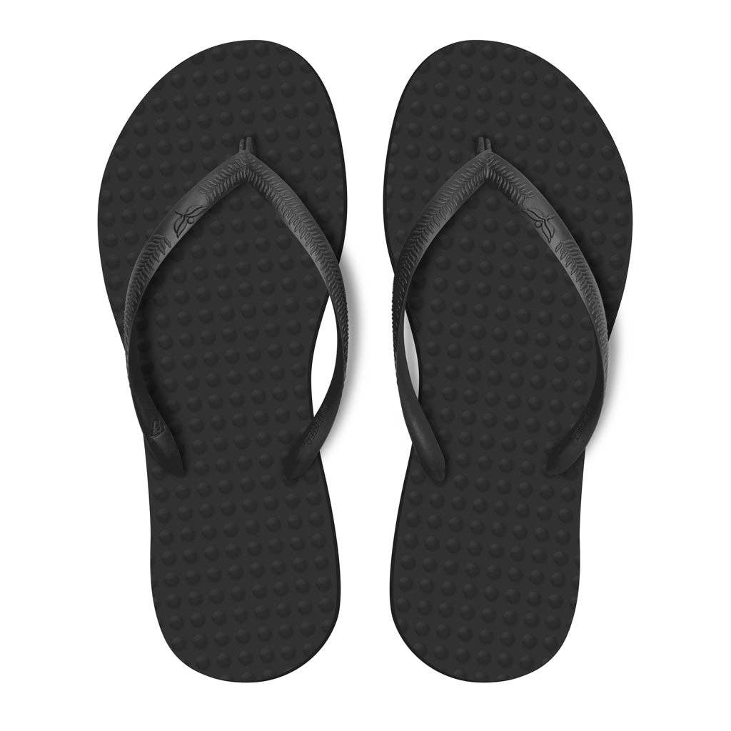 Green Sustainable Flip Flops Recycled Black with Recycled Black Straps