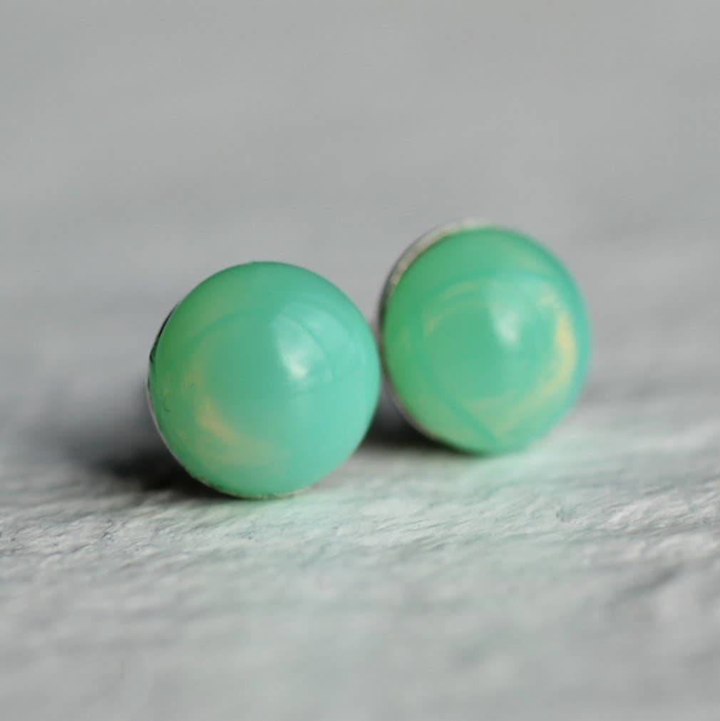 Silk Purse, Sow’s Ear Green Opal Stud Earrings