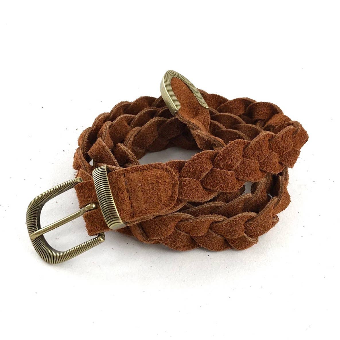 European Leather Collection Braided Suede Belt