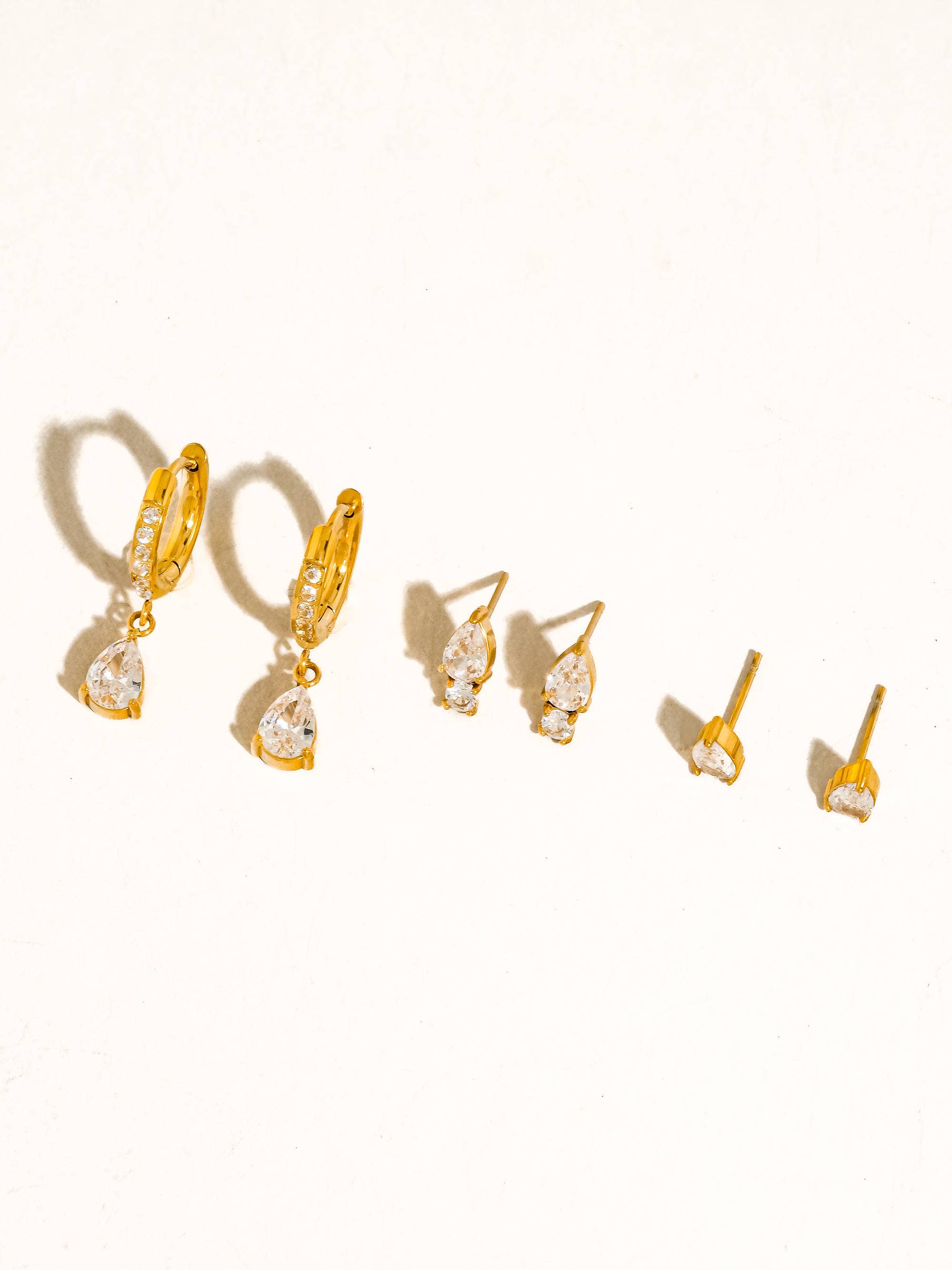 Flânerie Saône 18K Gold CZ Teardrop Earrings Set