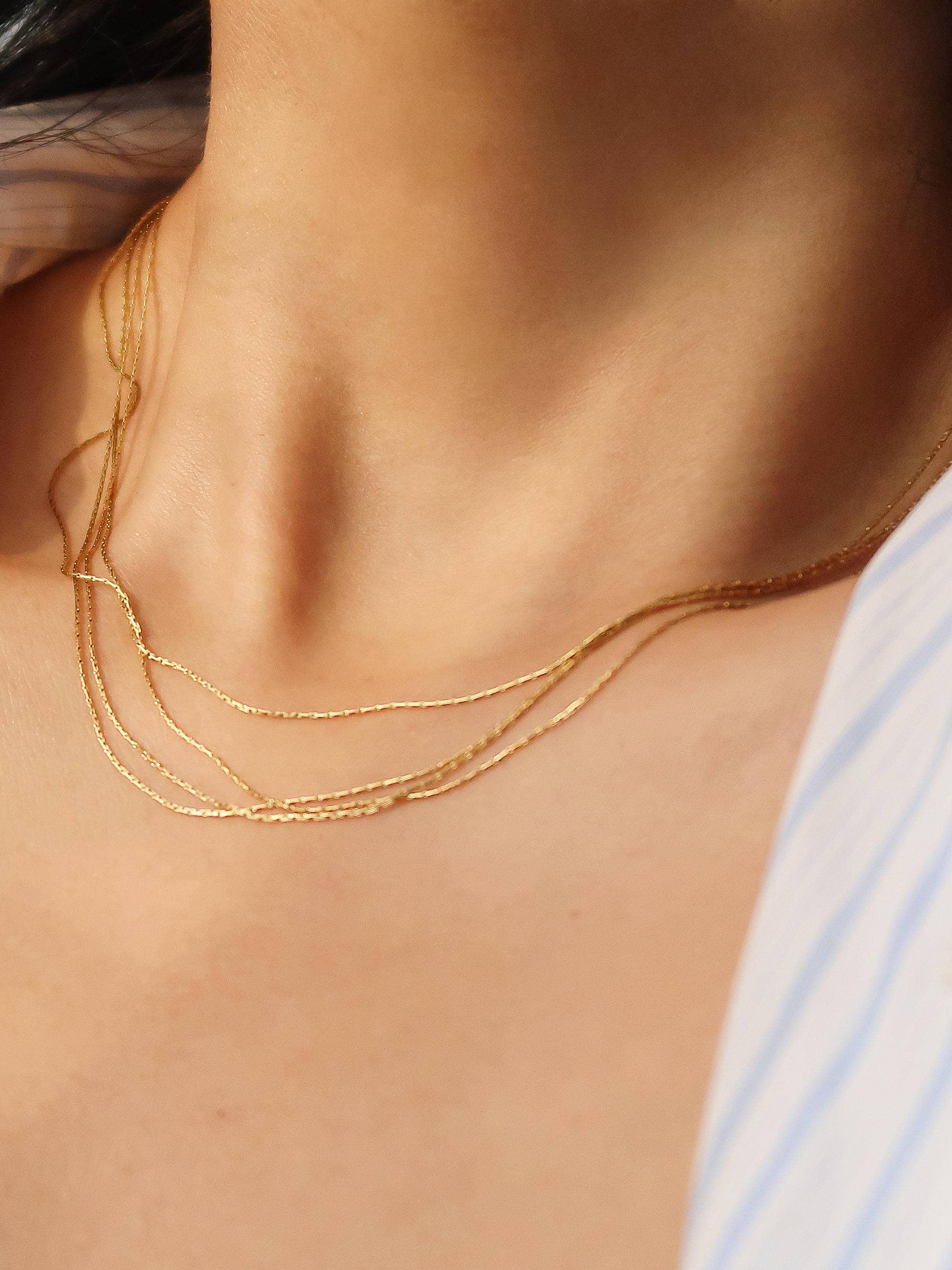 Flânerie Palisse 18K Gold Non-Tarnish Layered Dainty Chain Necklace