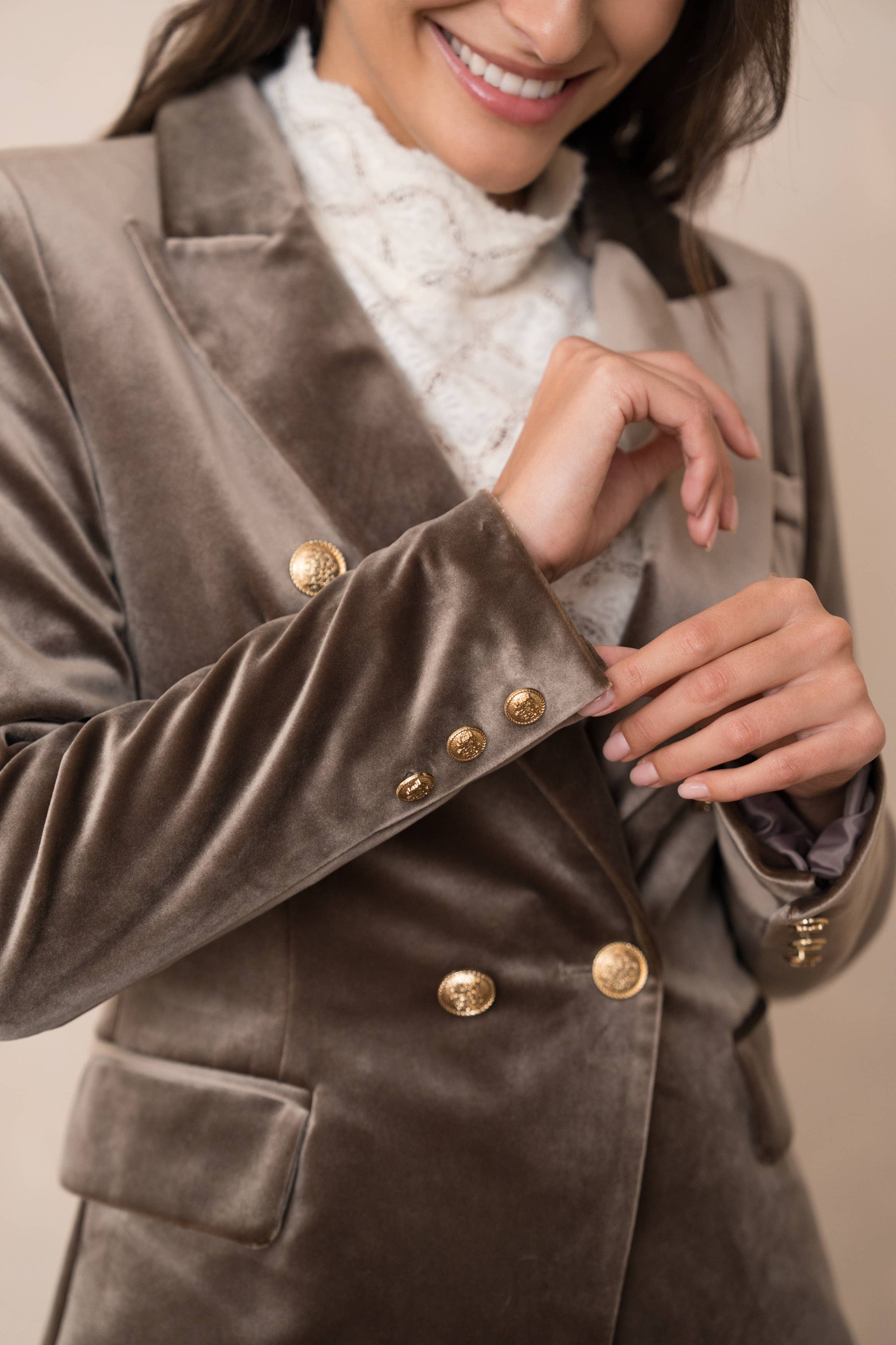 Carmine Paris Velvet Jacket with Gold Buttons V1721N