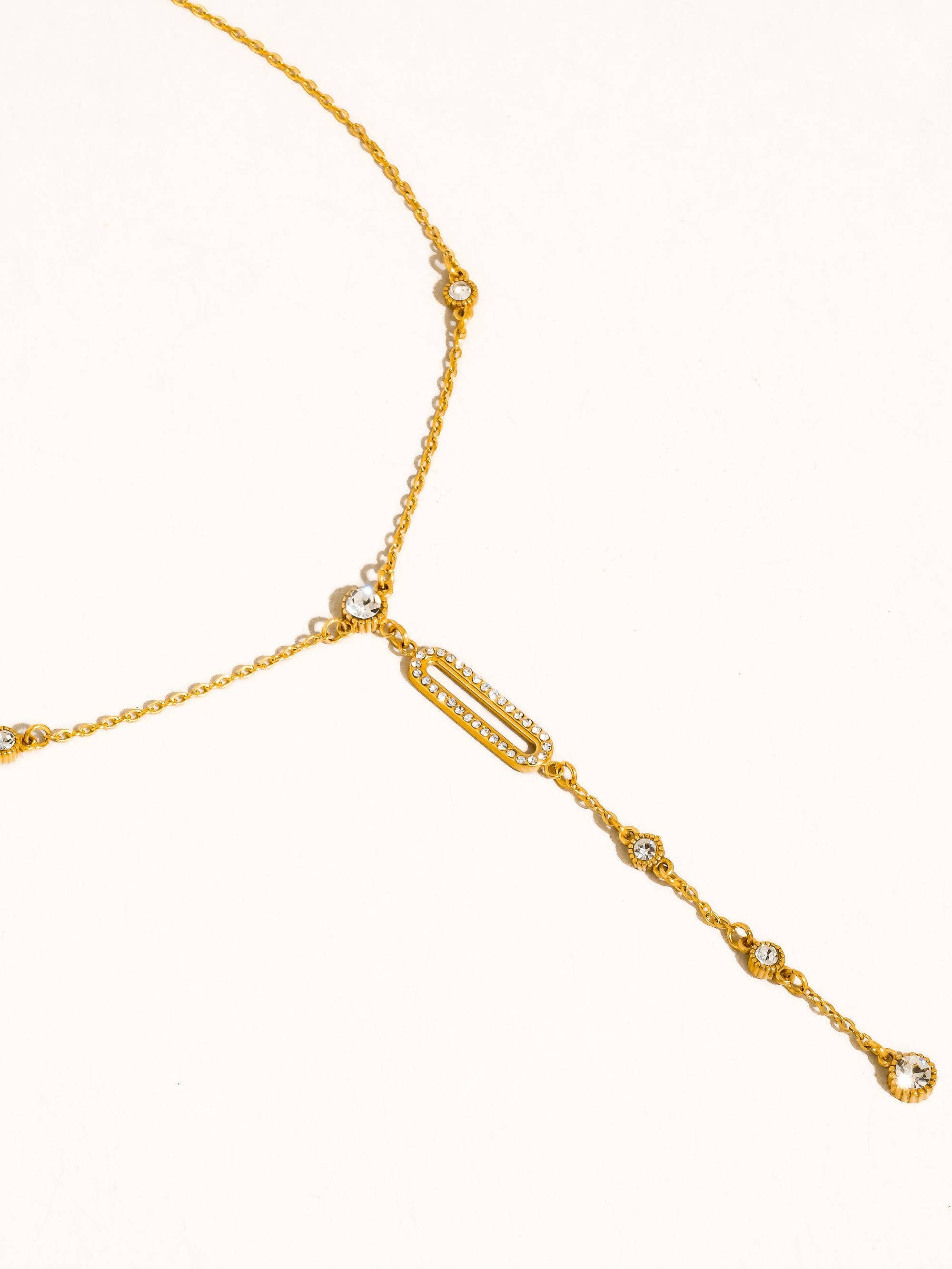 Flânerie Dazelle 18K Gold Non-Tarnish CZ Drop Bar Necklace