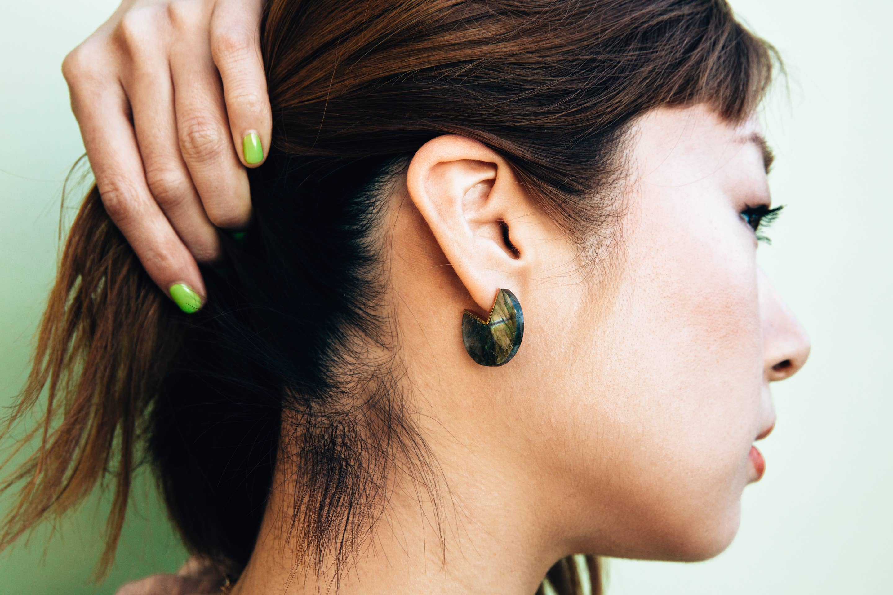 Leslie Francesca Labradorite Coin Earrings