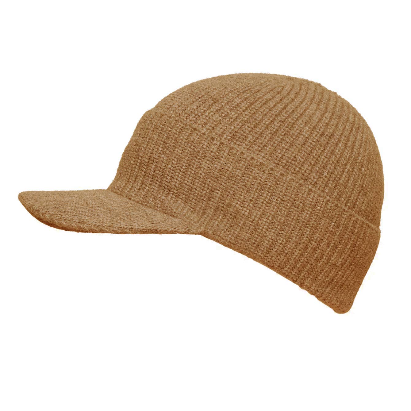 Somerville Peaked Cashmere Beanie Cap- Camel