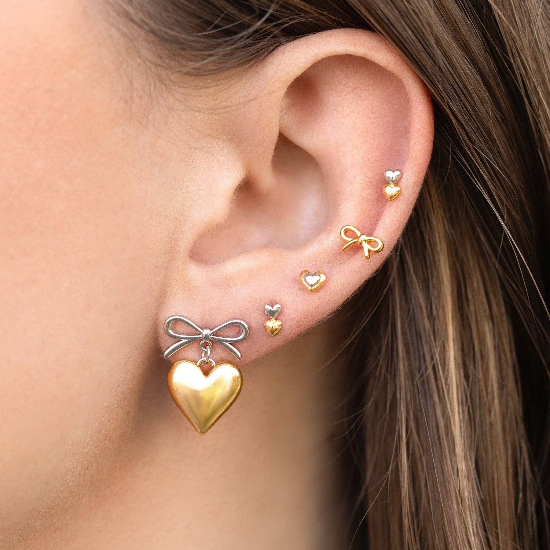 Girls Crew With Love Two Tone Studs