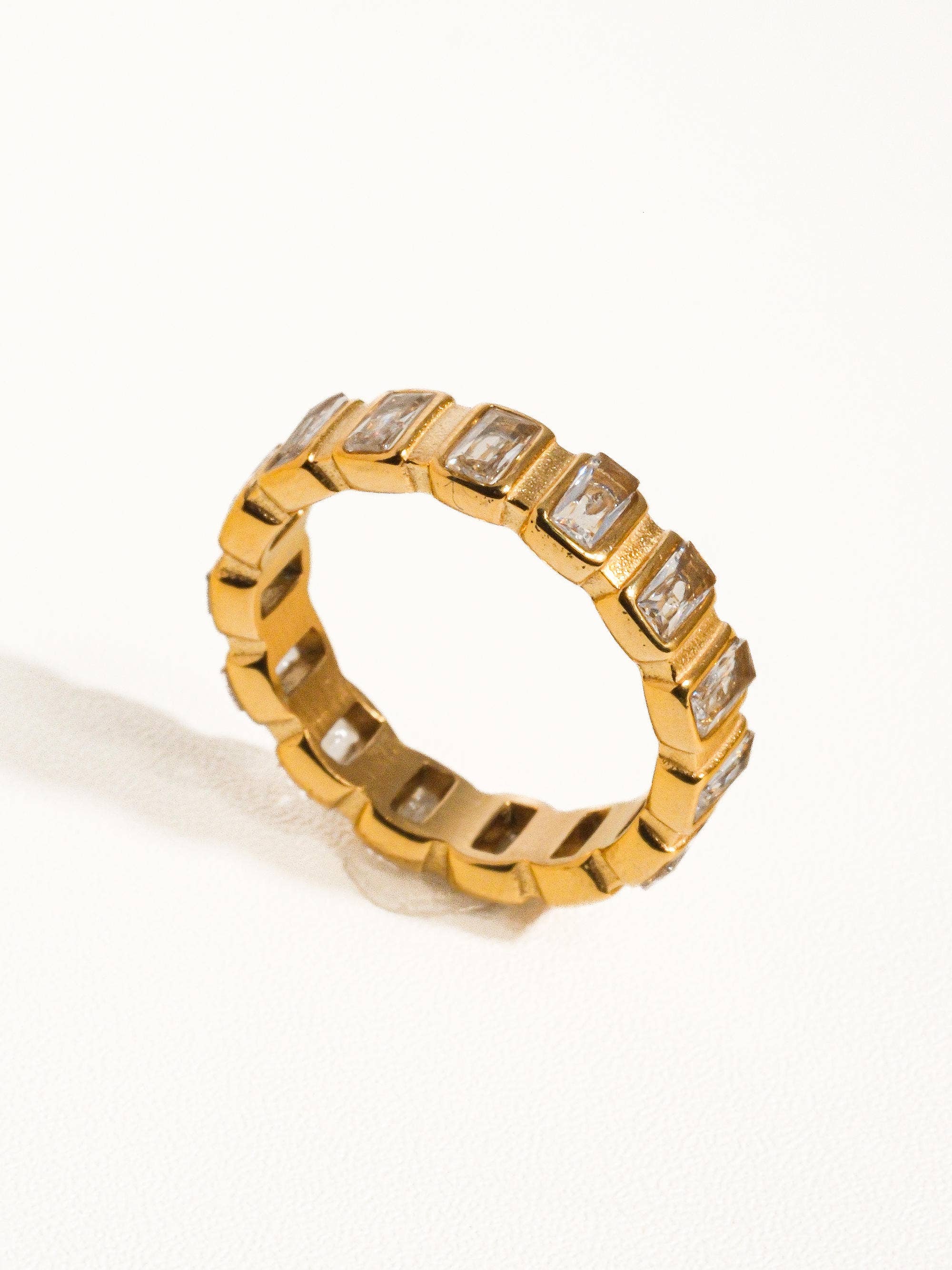 Flanerie Sterling Gold Non-Tarnish Gold Rhinestone Ring