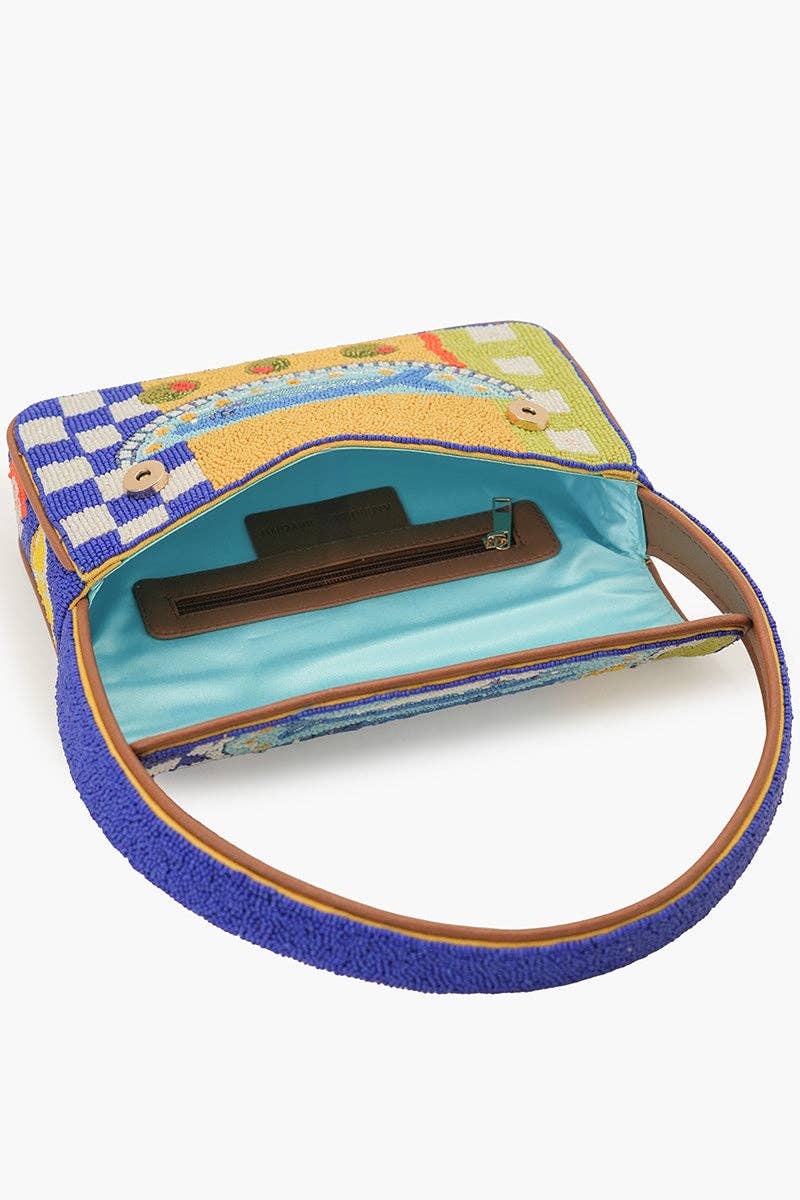 America & Beyond Mediterranean Sardine Hand-Beaded Shoulder Bag