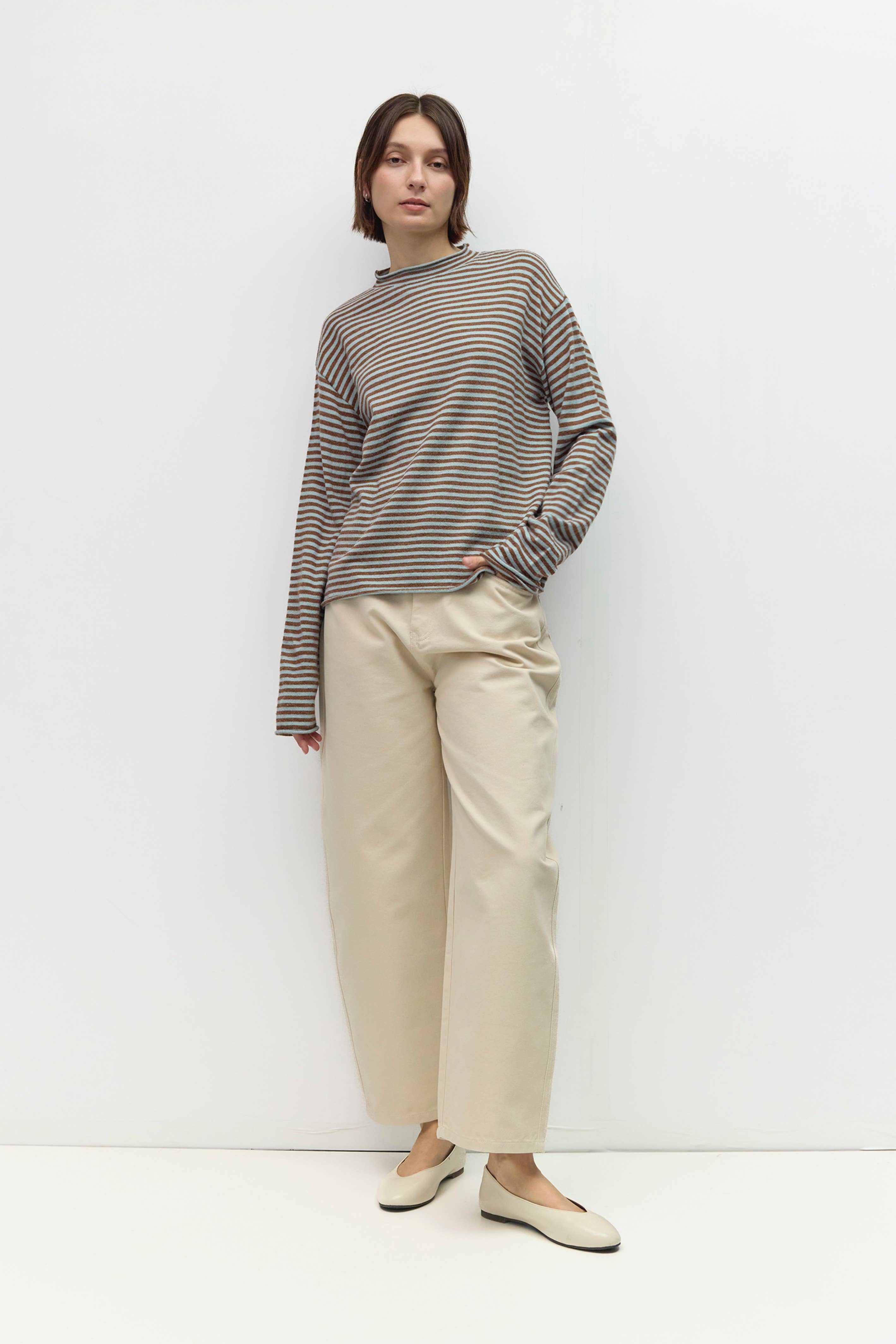 All Row The Cierra Sweater | Striped Mockneck Sweater