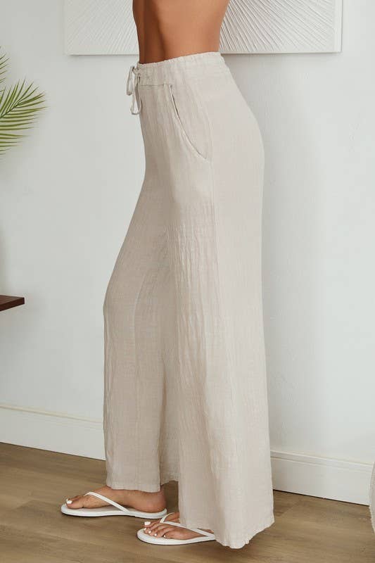 Milio Milano Linen Pants with Drawstring Waist 1203