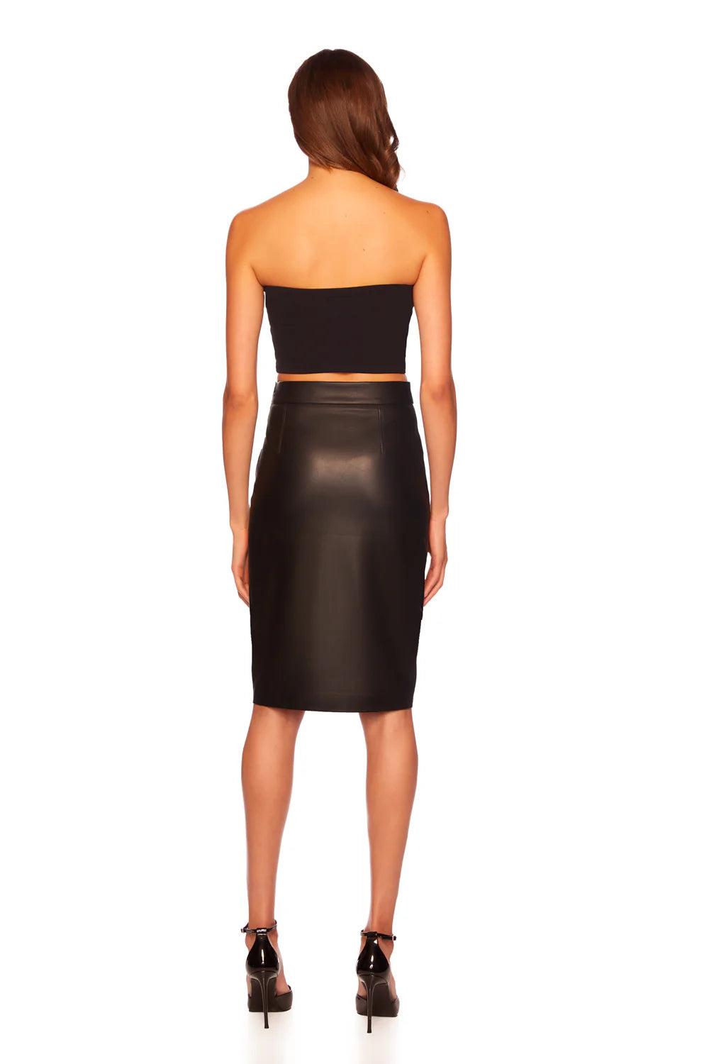 Susana Monaco Faux Leather Pencil Skirt 25”