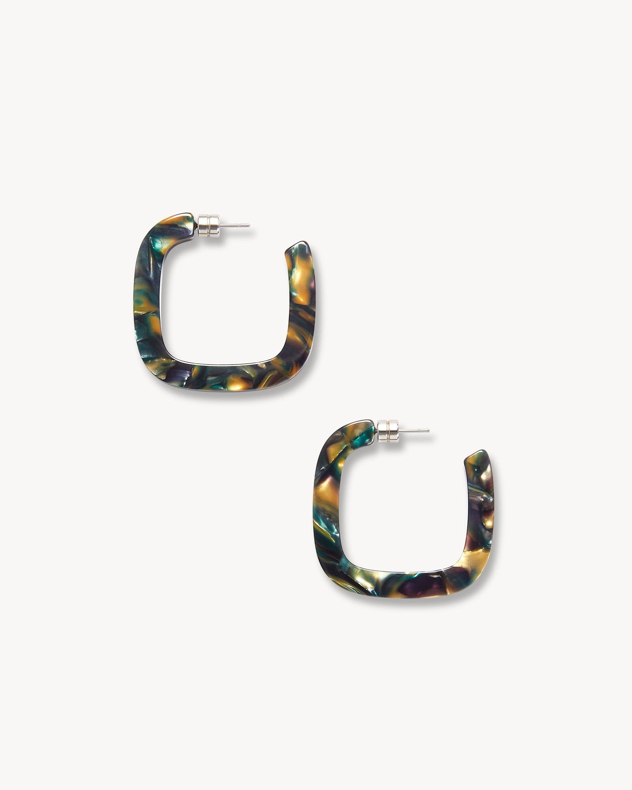 MACHETE Midi Square Hoops in Green Tortoise 026318