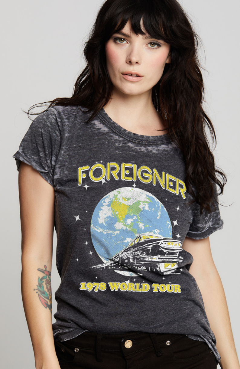 Recycled Karma Foreigner 1978 Burn Out Graphic Tee