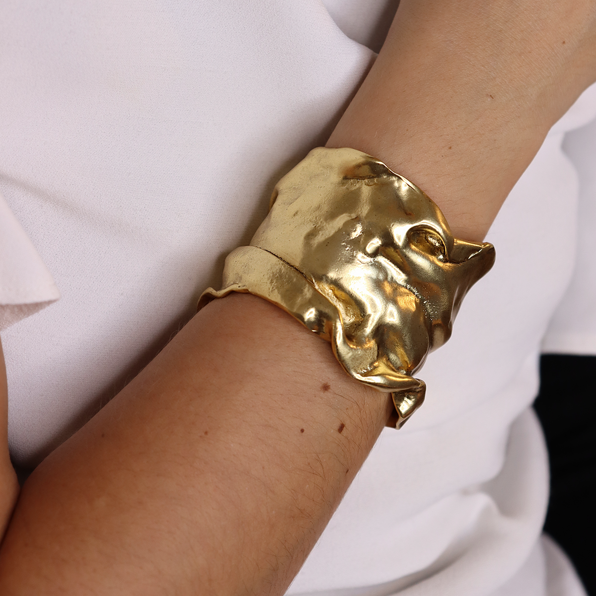 Karine Sultan Crumpled Foil Cuff Bracelet