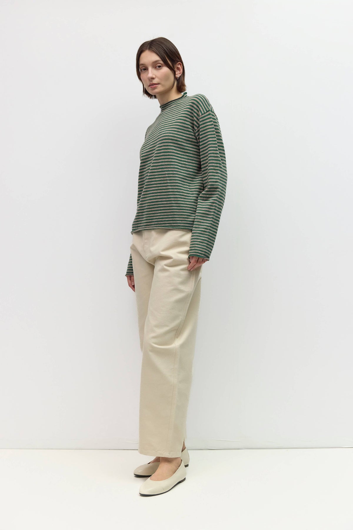 All Row The Cierra Sweater | Striped Mockneck Sweater