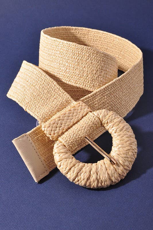 Thames Wrapped Half Moon Elastic Straw Belt-J1BIW50015