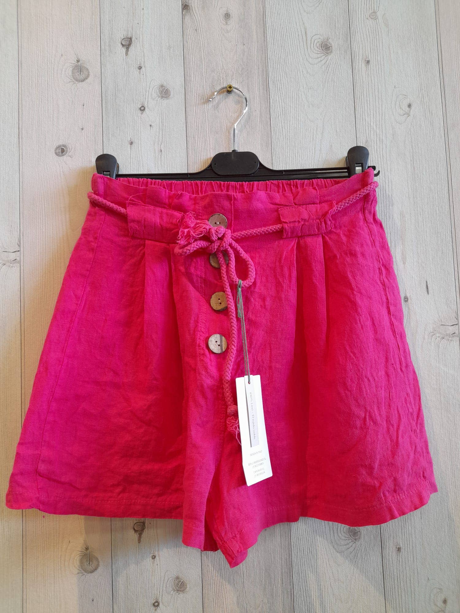 European Linen Shorts with Buttons 5572