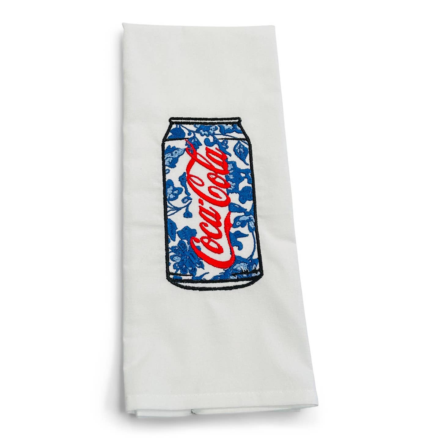 Vibrantly Blue Tea Towel - Chinoiserie Diet Coke/Coca Cola