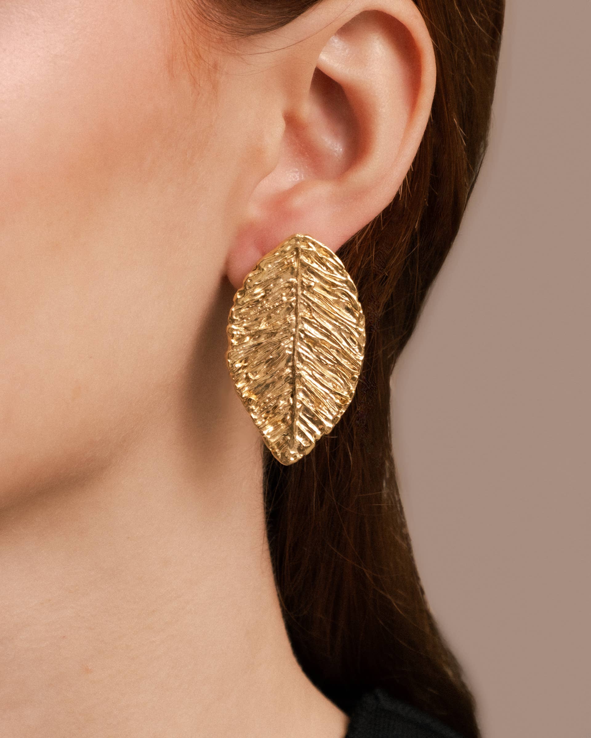 Sarka + Cleo Brushed Gold Leaf Drop Earrings