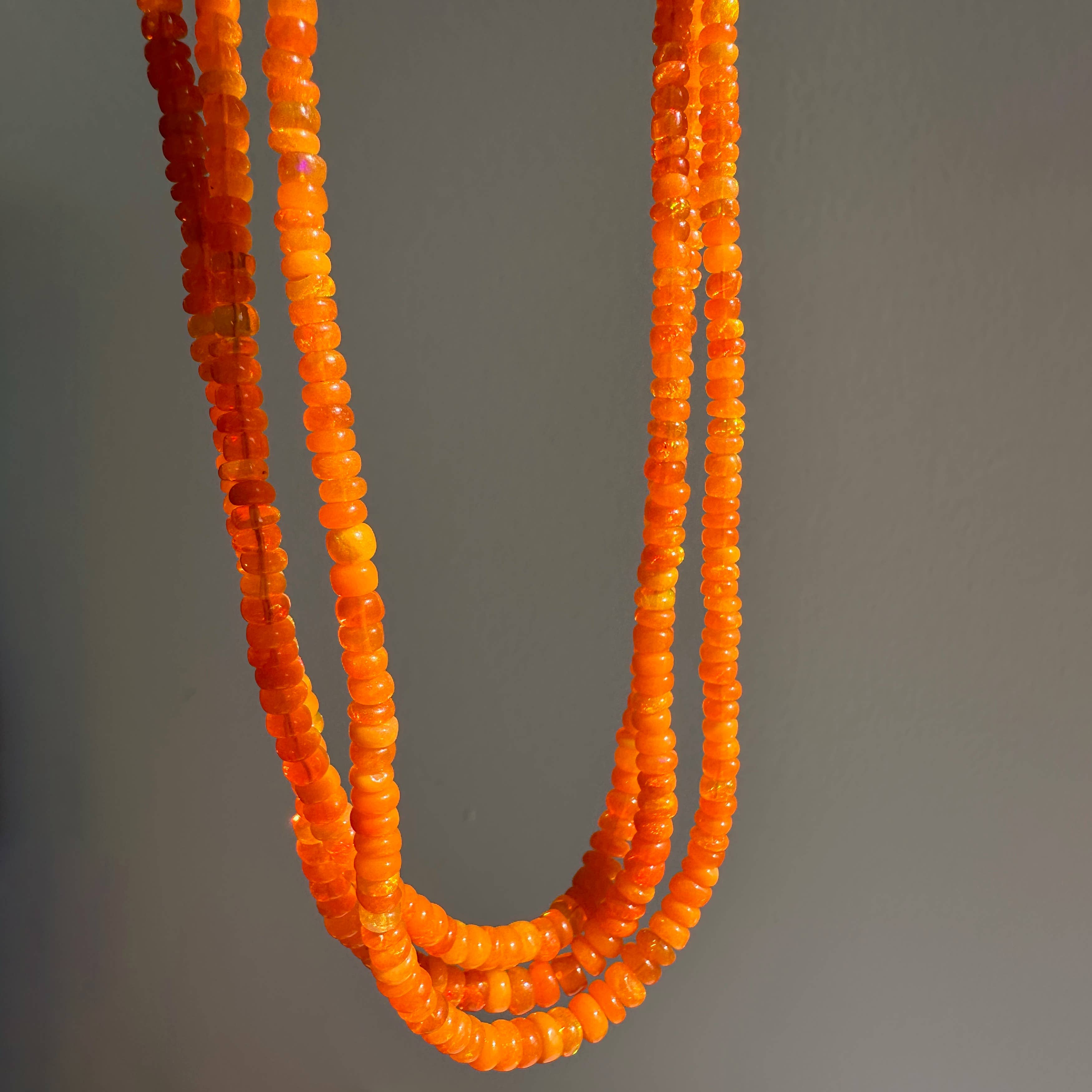 Anokhi Green Bright Neon Orange Opal Necklace NKB15