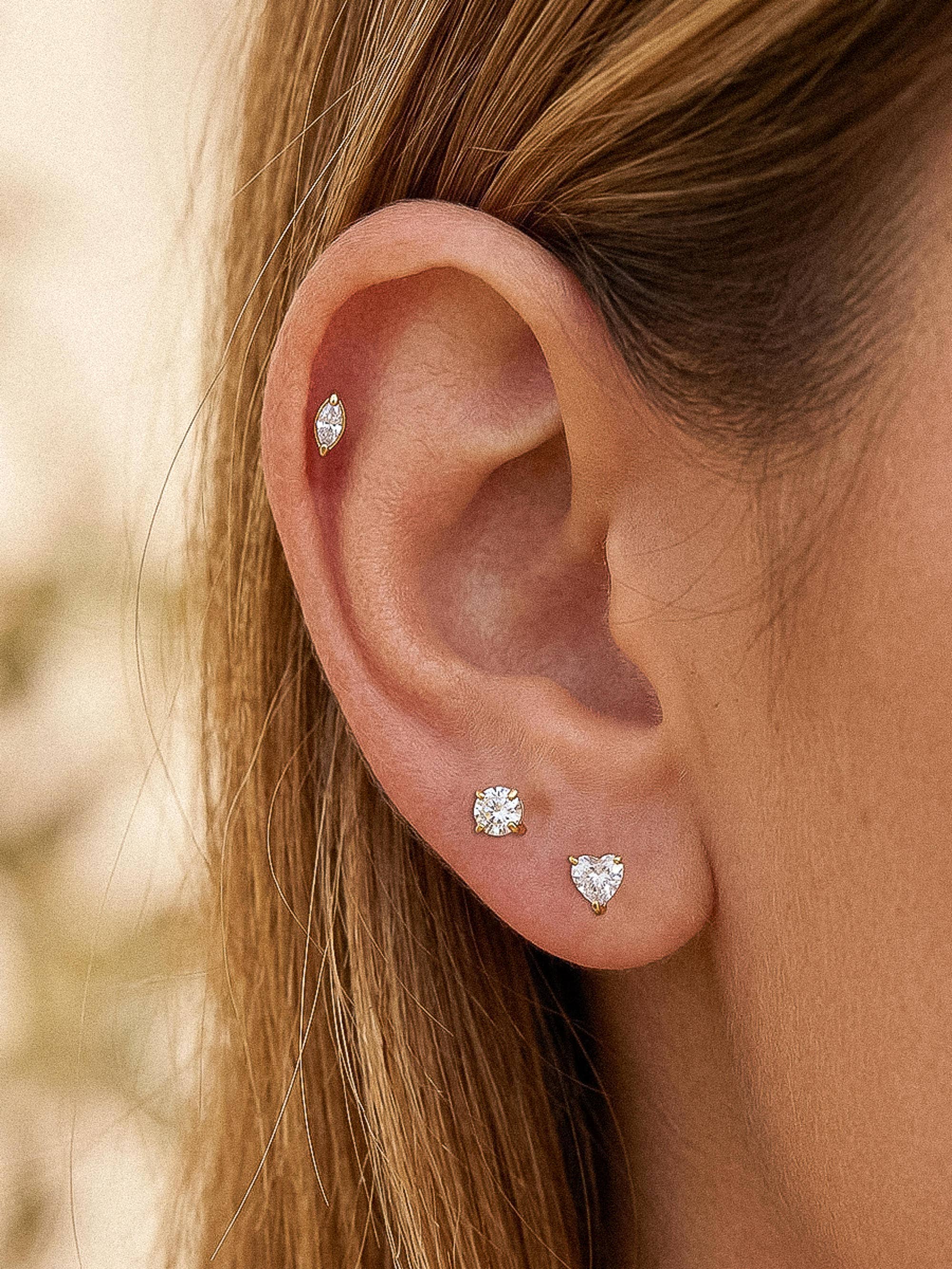 Flânerie Idylle 18K Gold Non-Tarnish Trio Shape CZ Stud Earrings Set