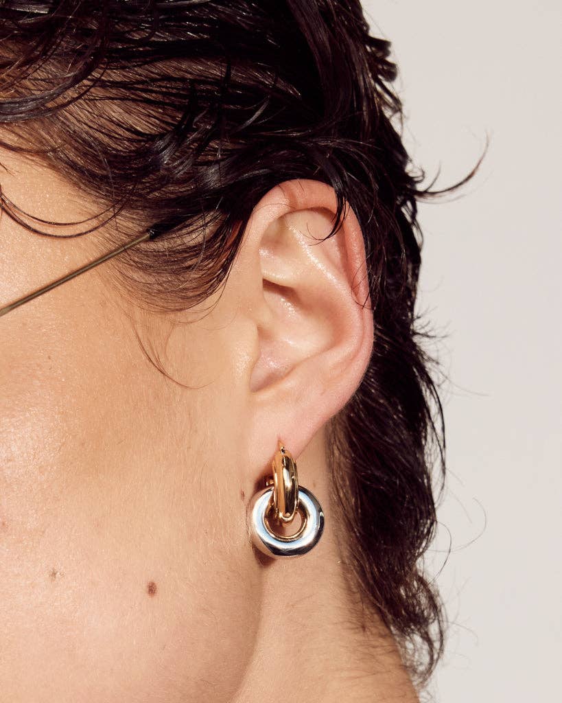 Luv AJ Two-Tone Interlock Hoops