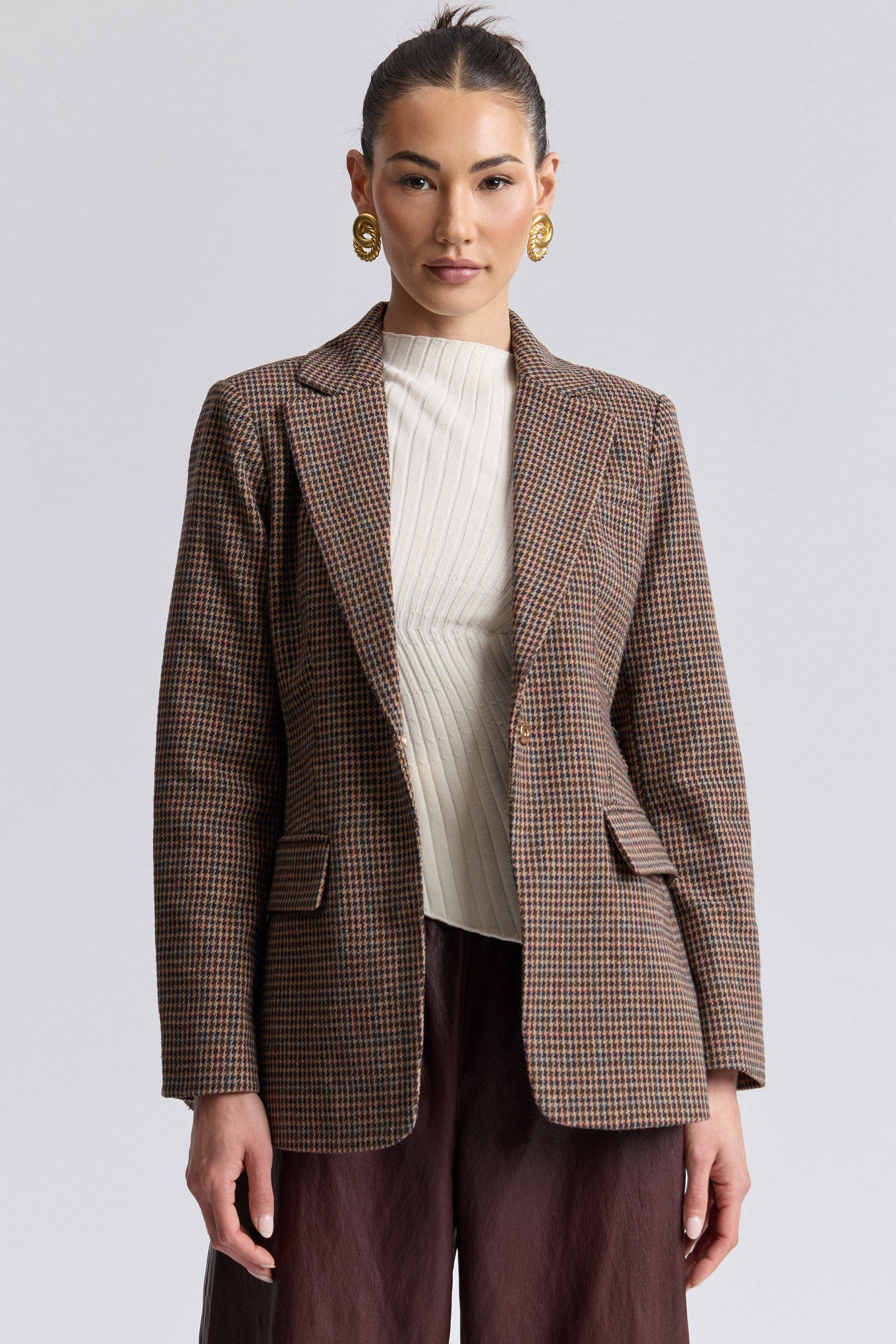 Avec Les Filles Houndstooth Belted Blazer 86686