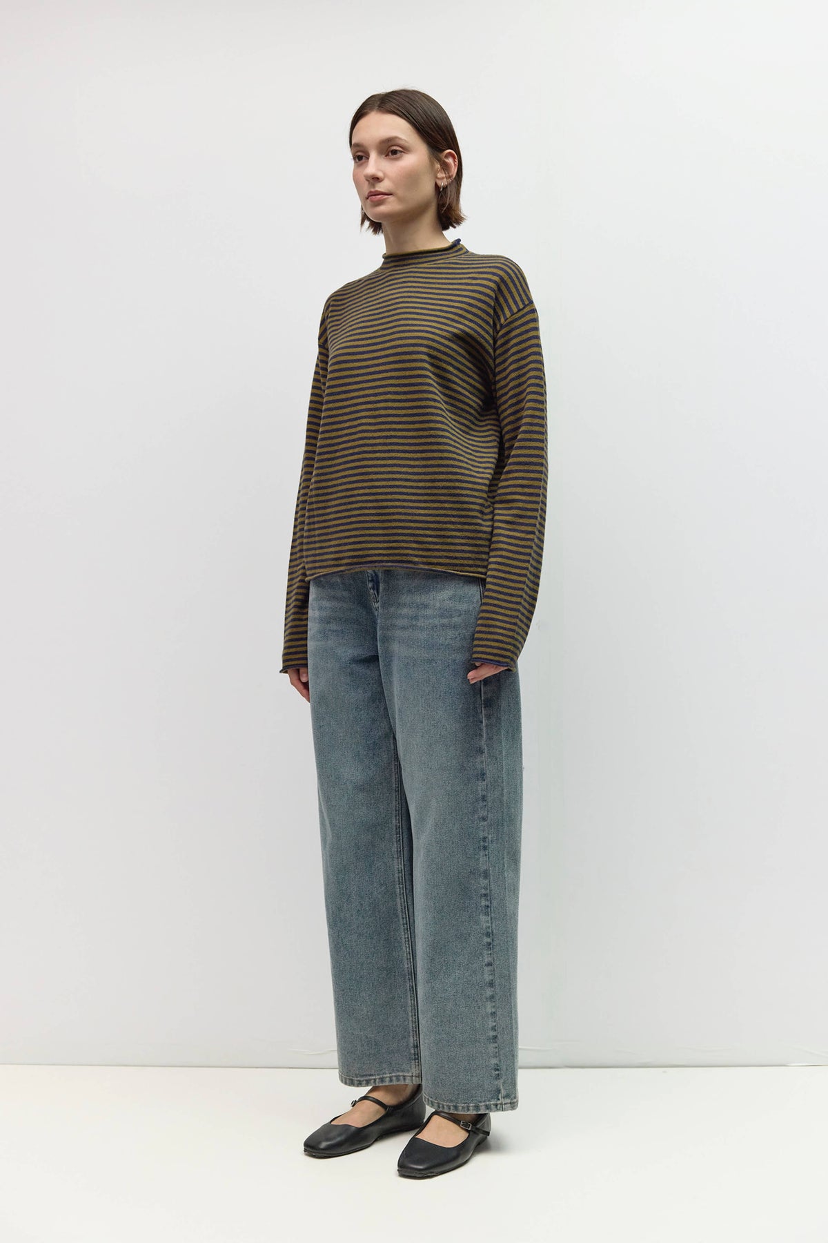 All Row The Cierra Sweater | Striped Mockneck Sweater