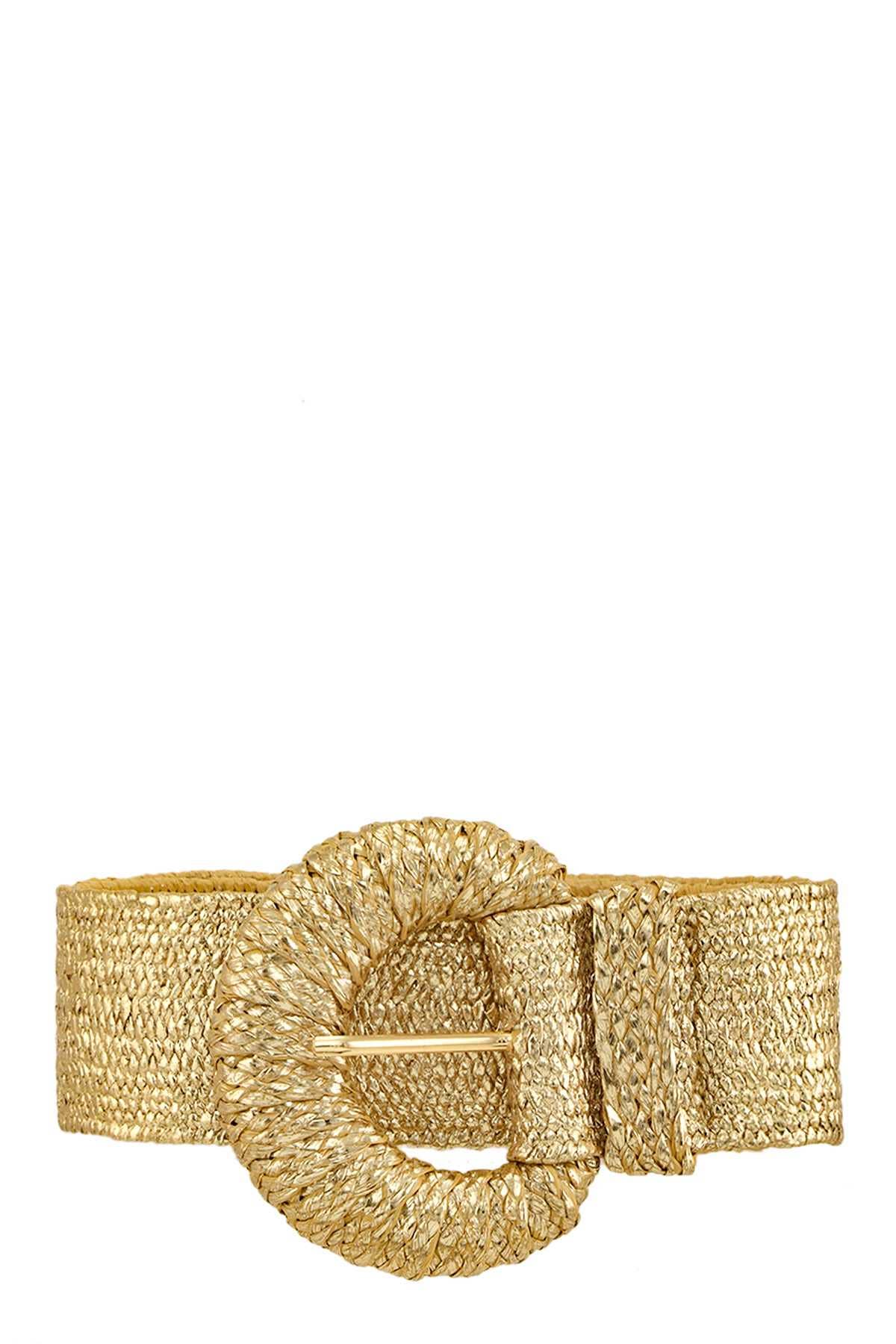 Thames Half Circle Buckle Metallic Straw Belt IW50116