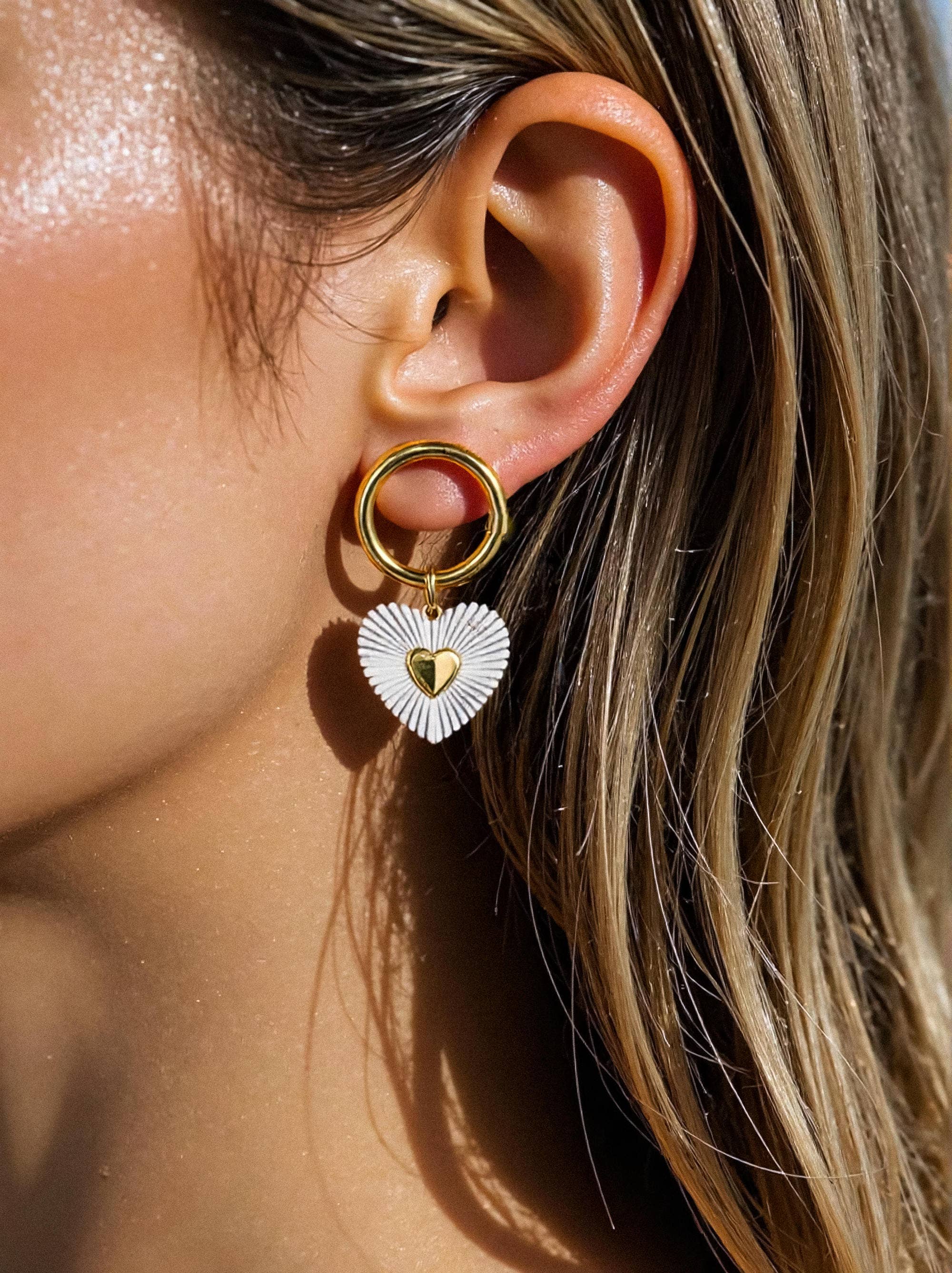 Flânerie Annette 18K Gold Two Tone Heart Earring