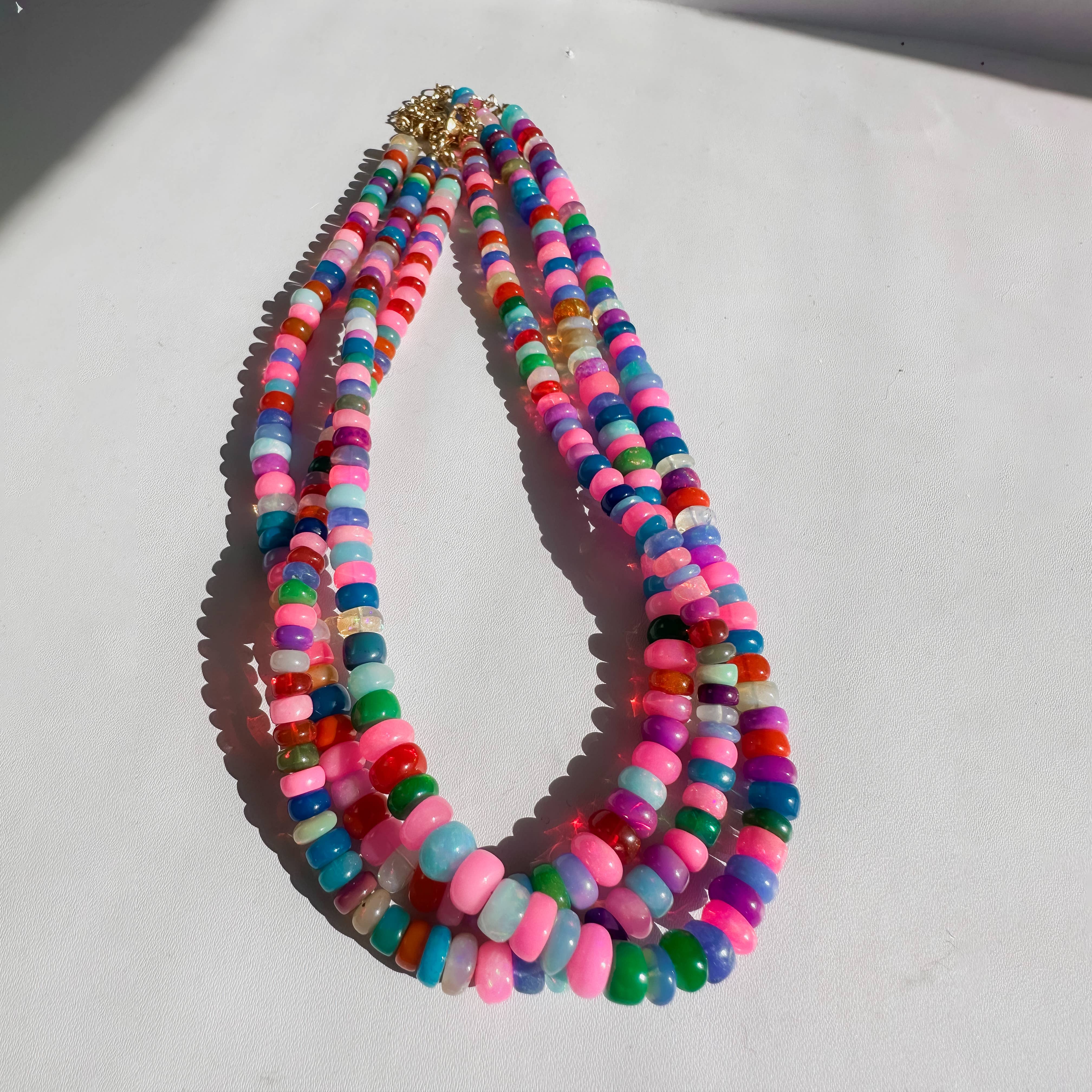 Anokhi Green Pink Candy Opal Necklace NKB17