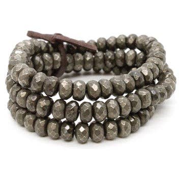 Lizou Faceted Pyrite Set/3 Stretch Bracelets