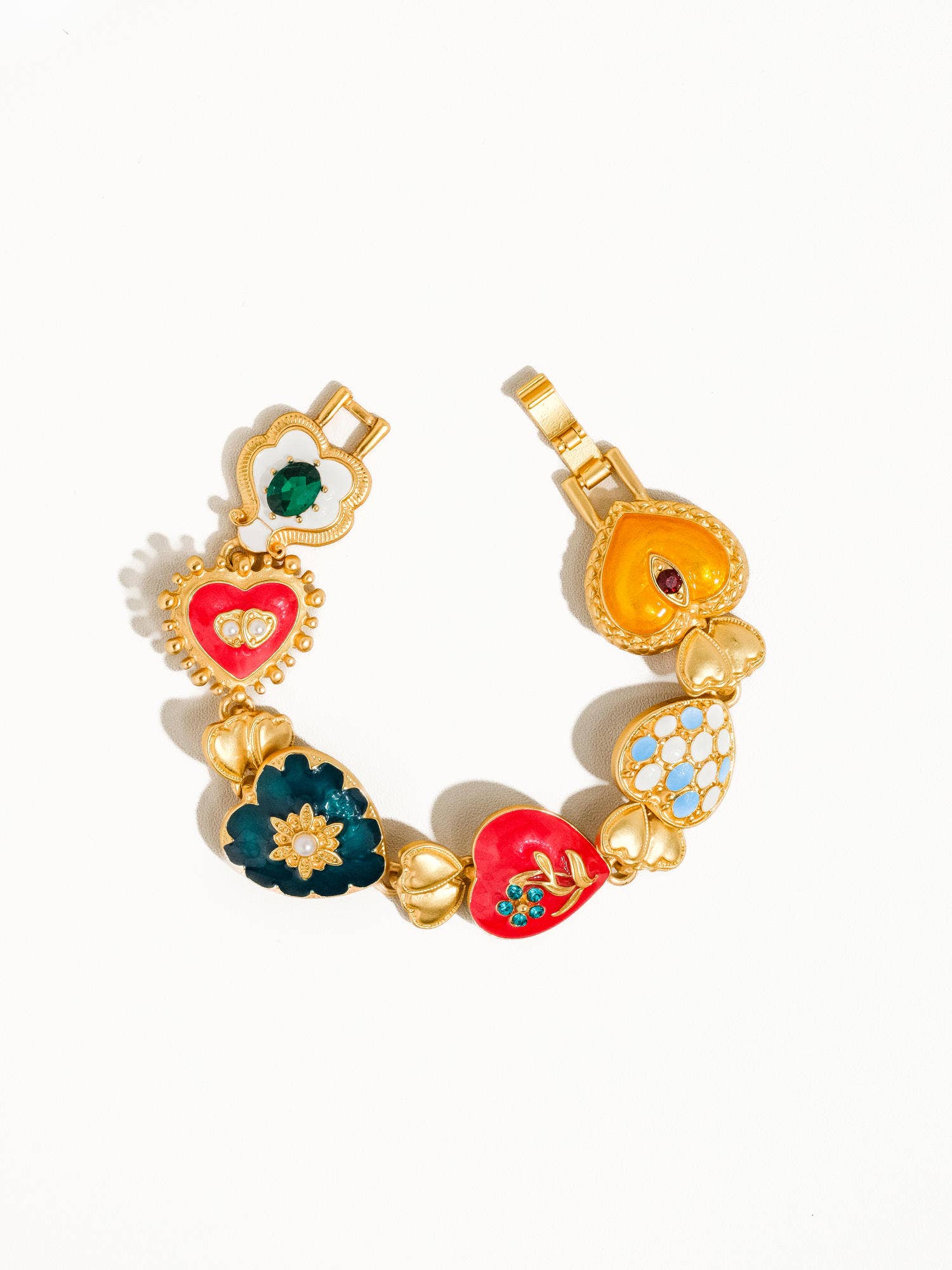 Flanerie Elysian 18K Gold Boho Baroque Heart Color Bracelet