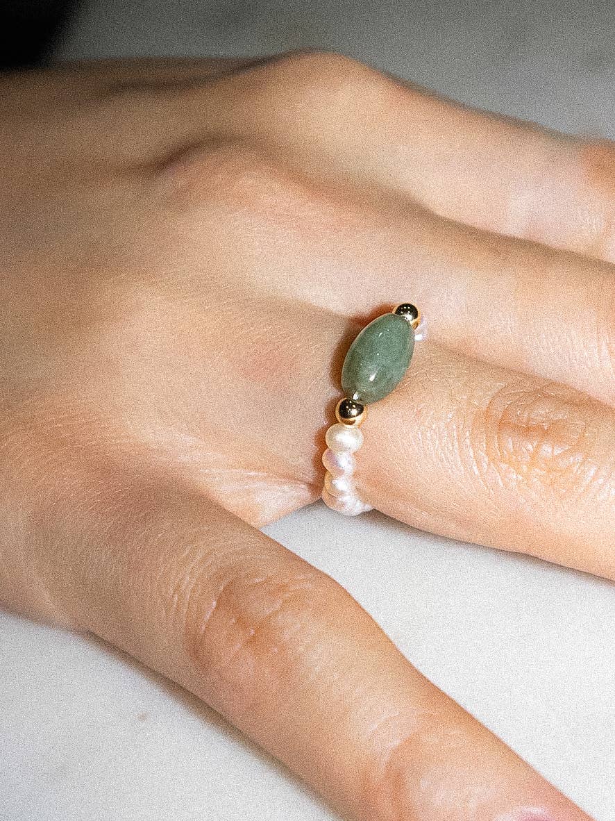 Flanerie Henly 18K Gold Non-Tarnish Pearl Stone Ring