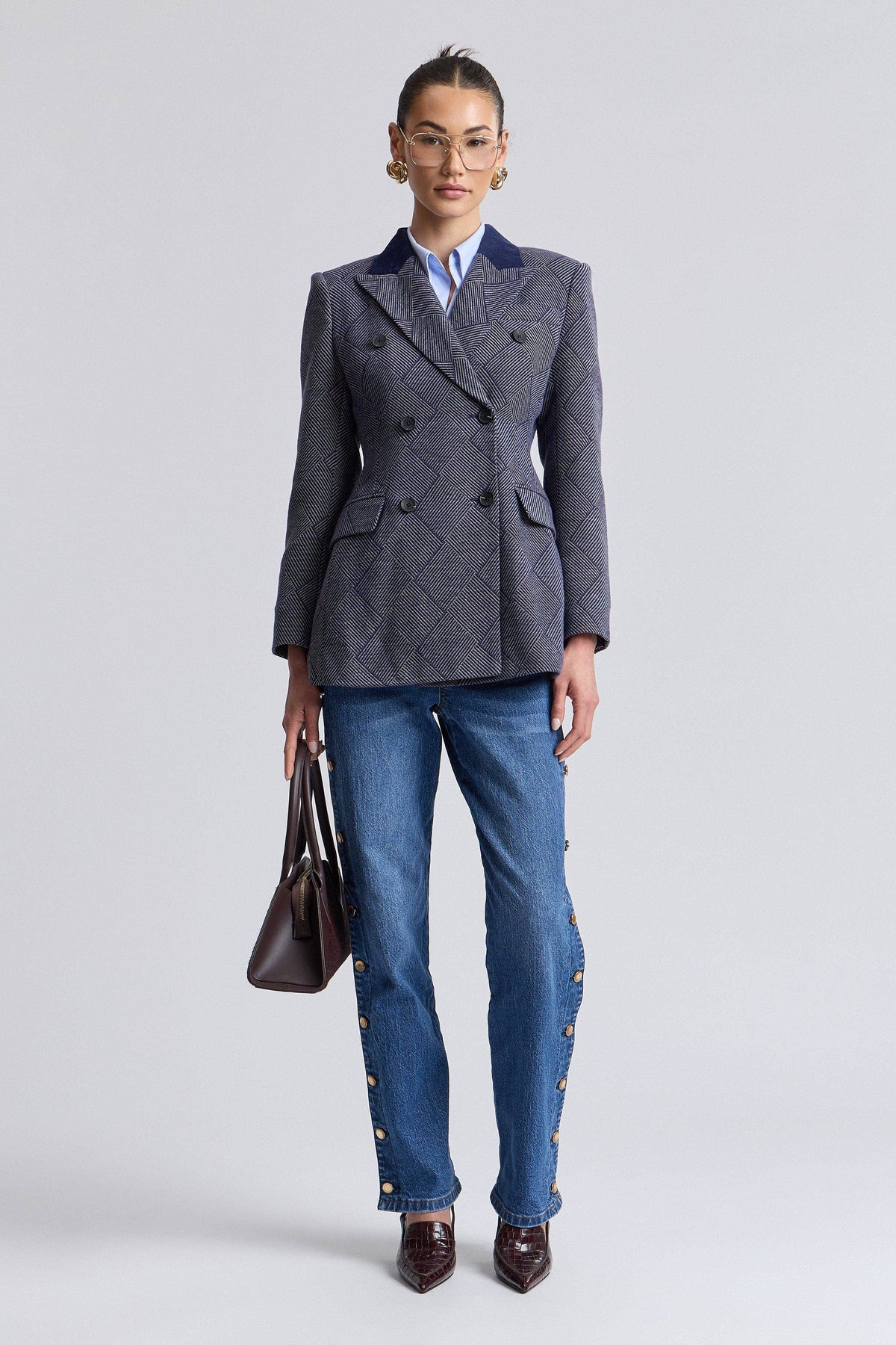 Avec Les Filles Basketweave Hourglass Blazer 84920