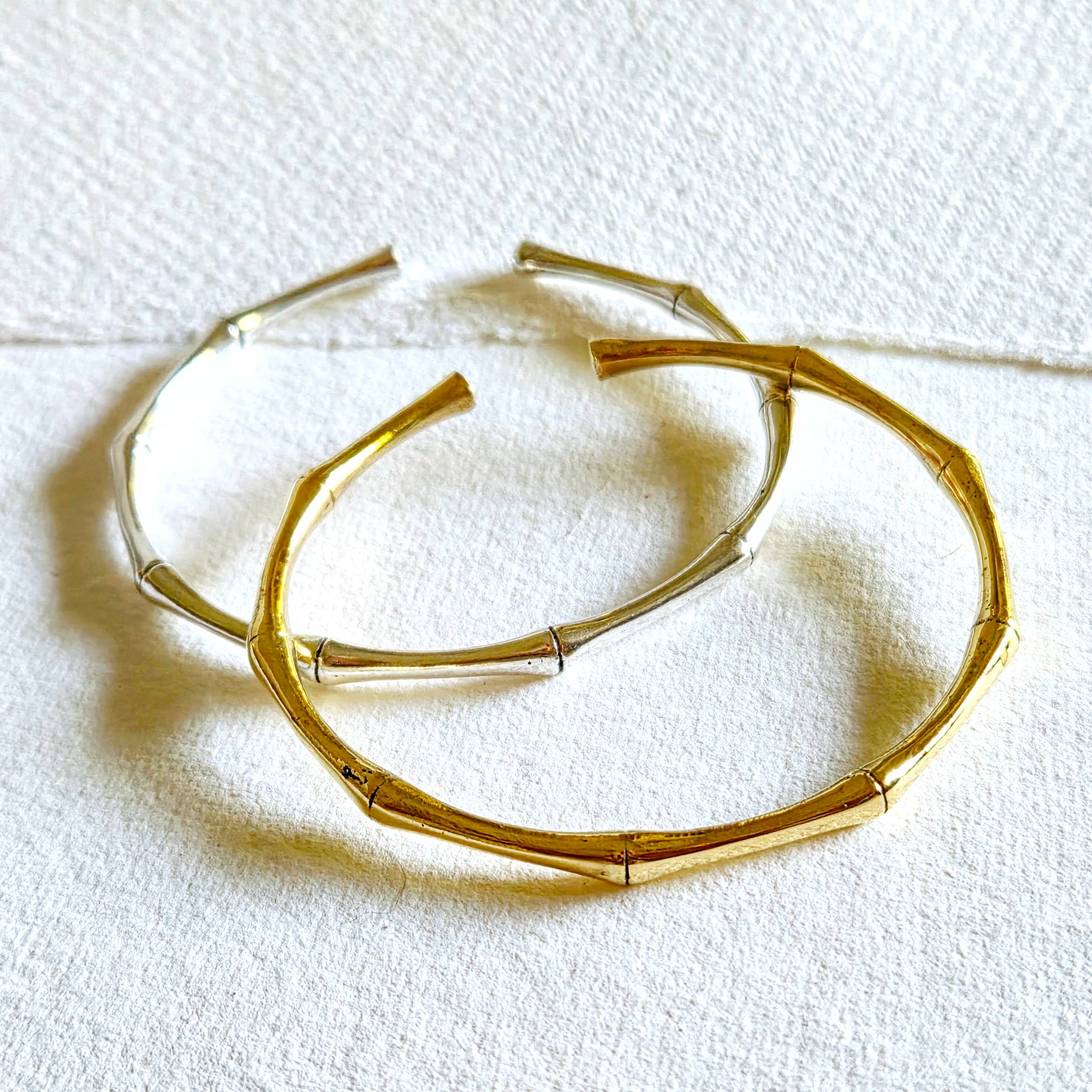 Bisjoux Silver Bamboo Classic Handcast Cuff Bracelet