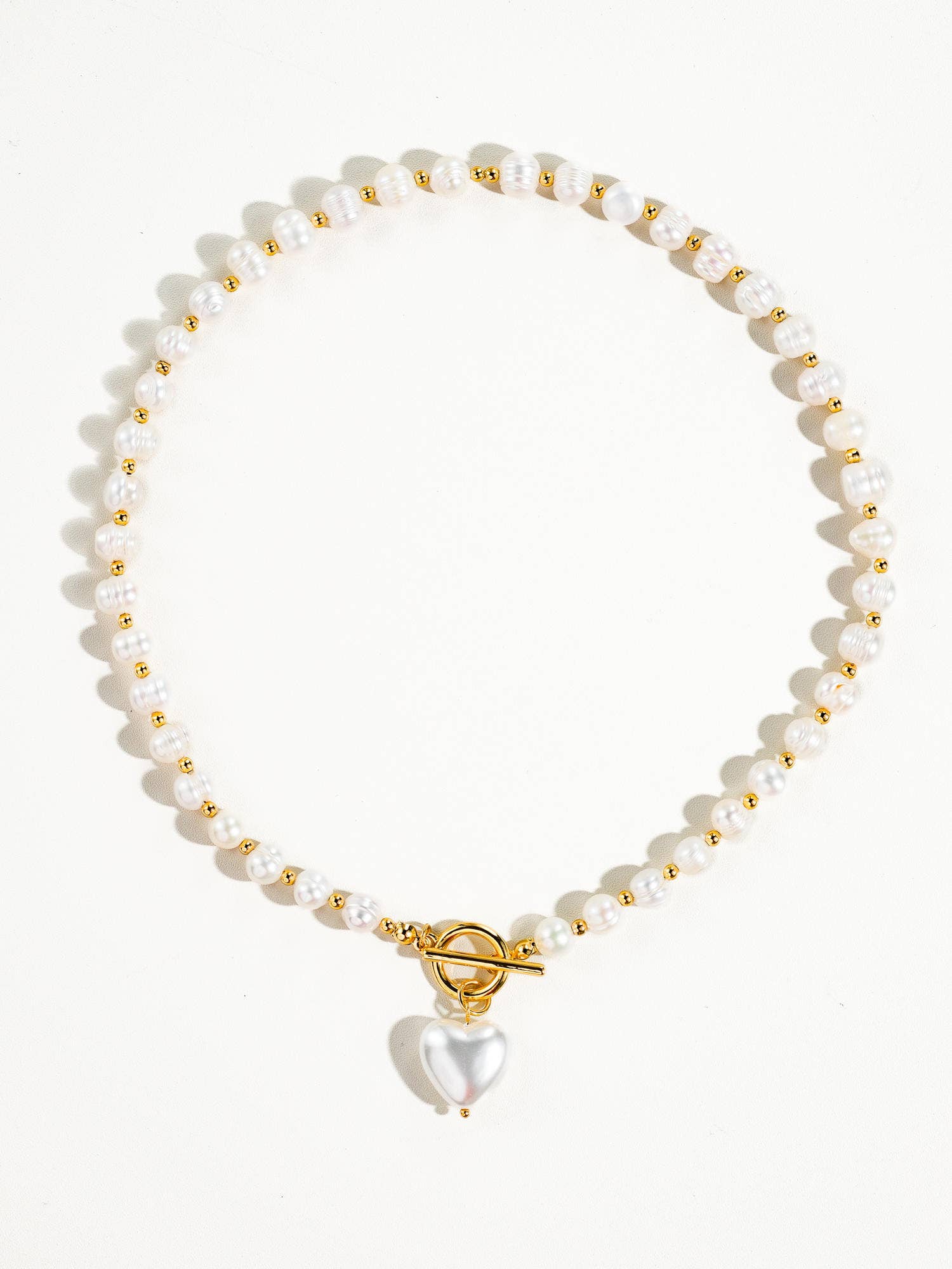 Flanerie Wren Vintage Natural Pearl Heart Necklace